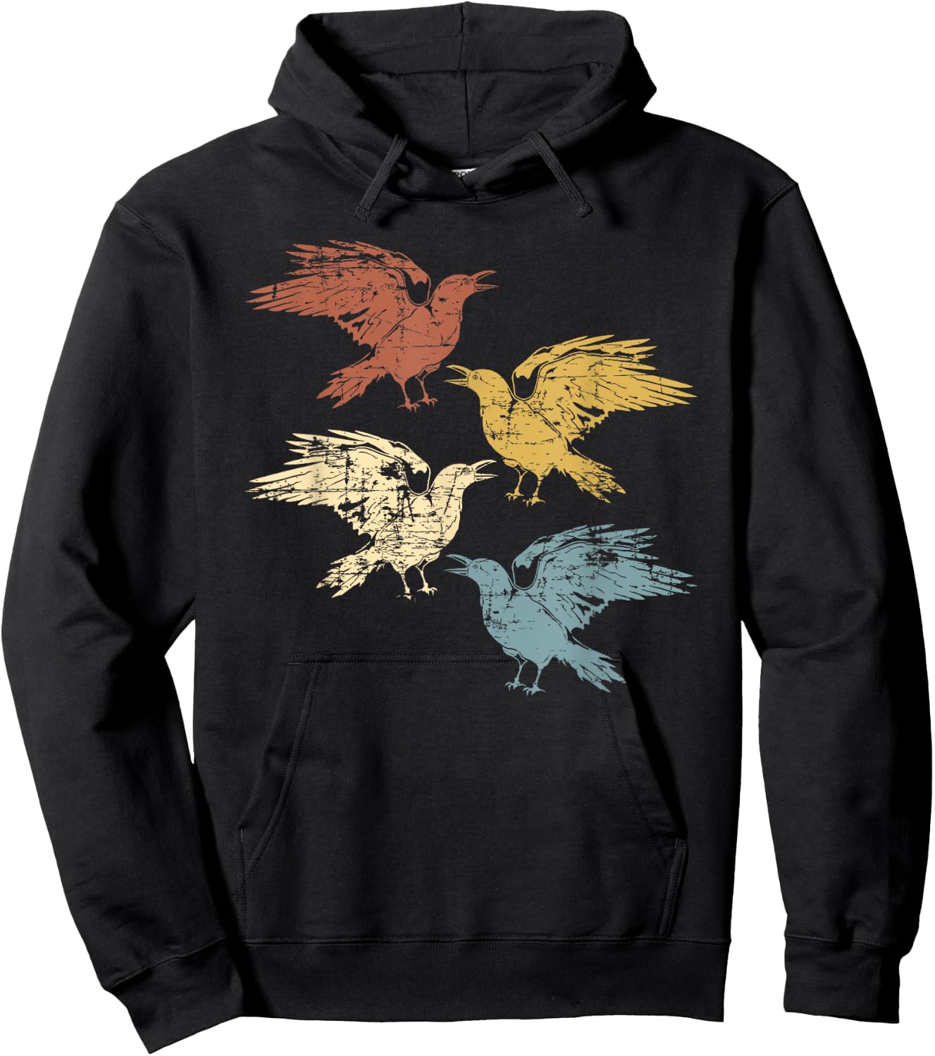 Black Crow Forest Animal Bird Gothic Spooky Retro Raven Hoodie - Hoodie | Black