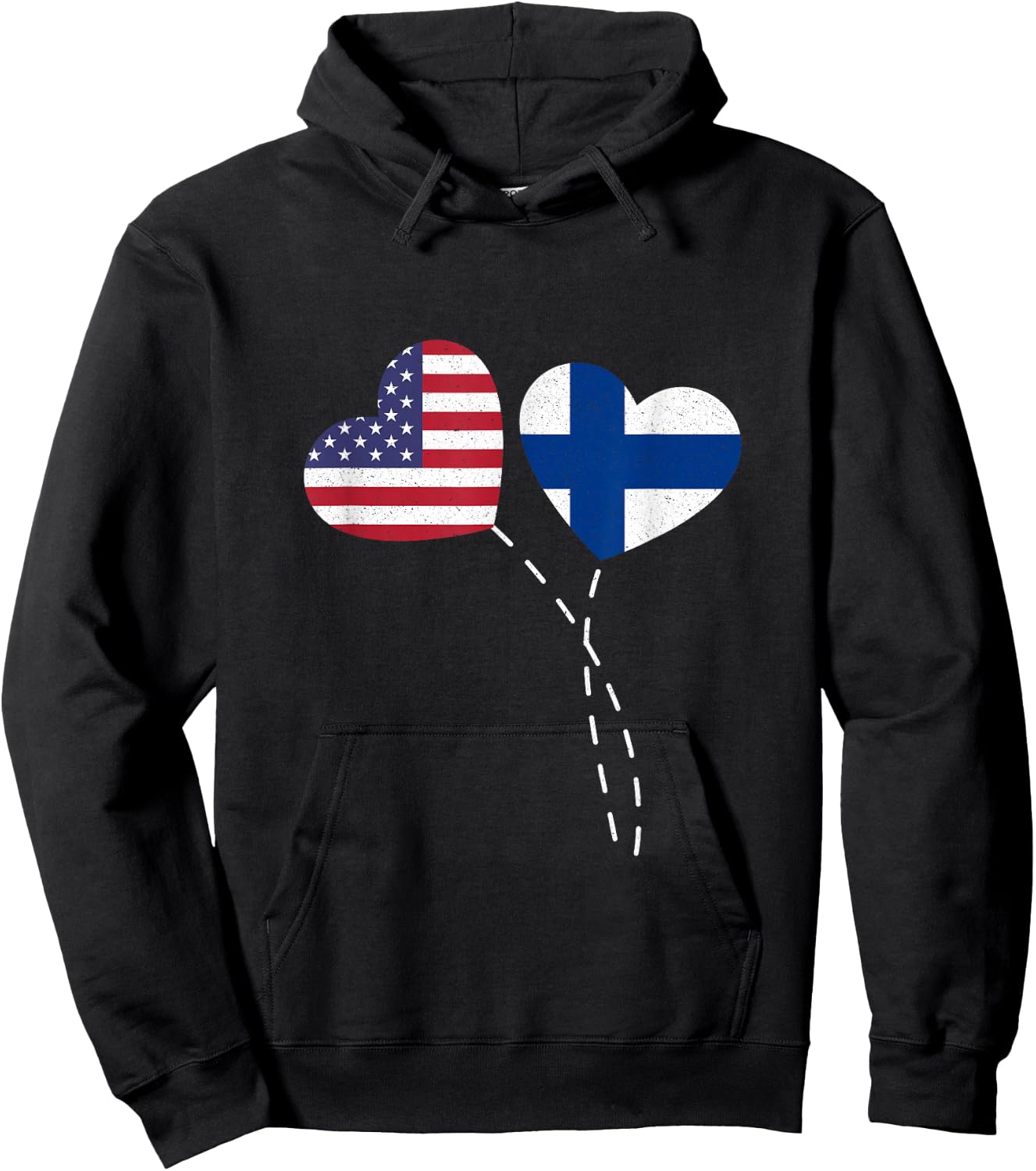 Loving Finland USA Flag Heart Finnish Americans Love Women Kids Men Hoodie - Hoodie | Black