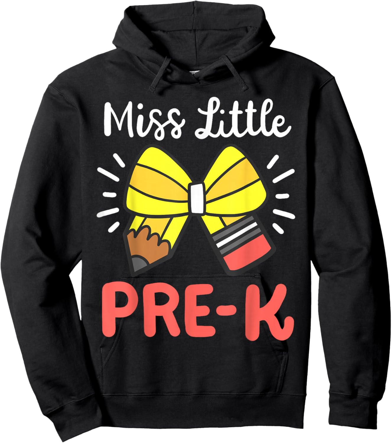 Little Miss Pre K Pencil Bow Back To School Girls Toddlers Hoodie - Hoodie | Black