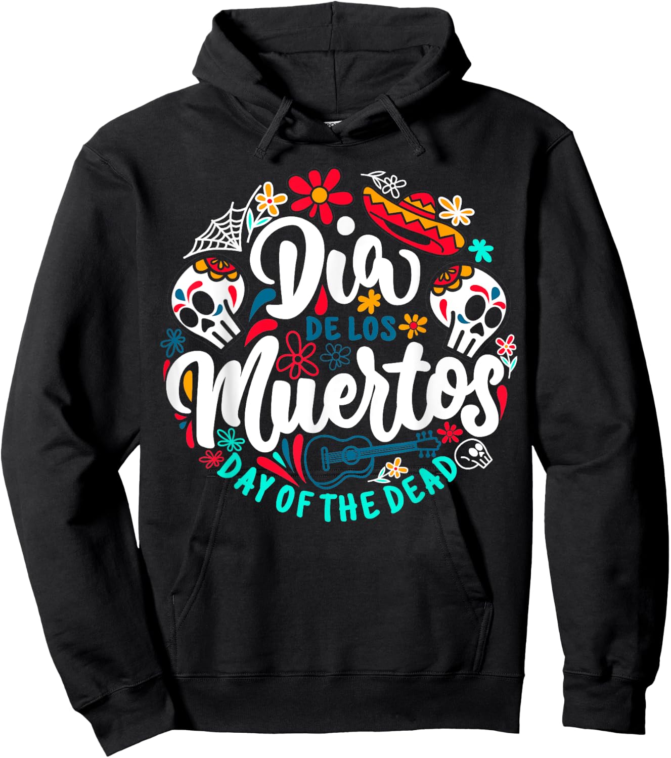 Day of the Dead Dia de los Muertos Sugar Skull Halloween Hoodie - Hoodie | Black