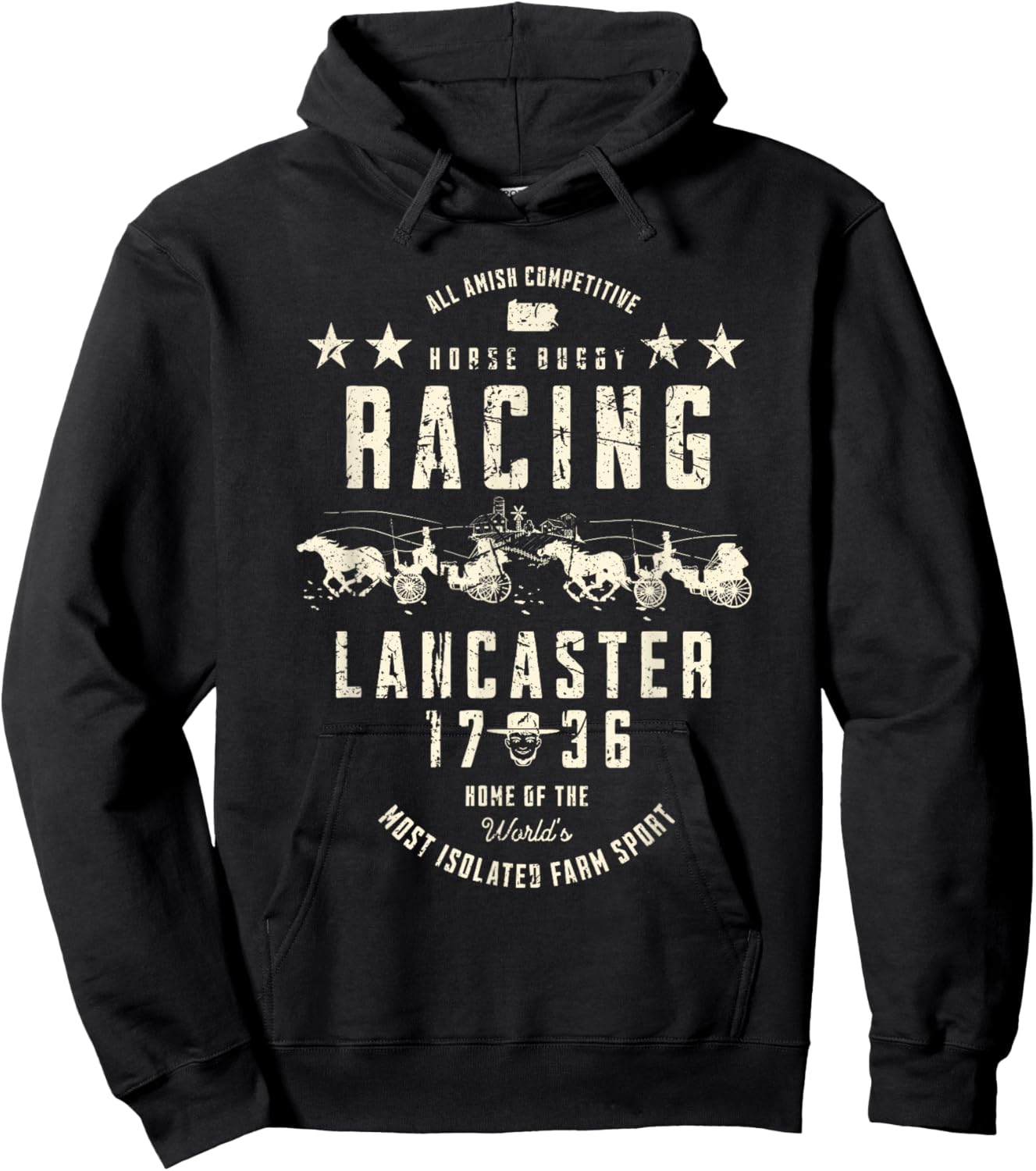 All Amish Competitive Horse Buggy Racing Lancaster 1736 Hoodie - Hoodie | Black
