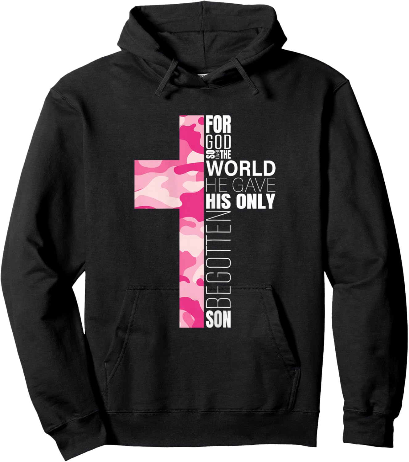 Cute Pink Camo Christian Cross Verse Gifts Women Teen Girls Hoodie - Hoodie | Black