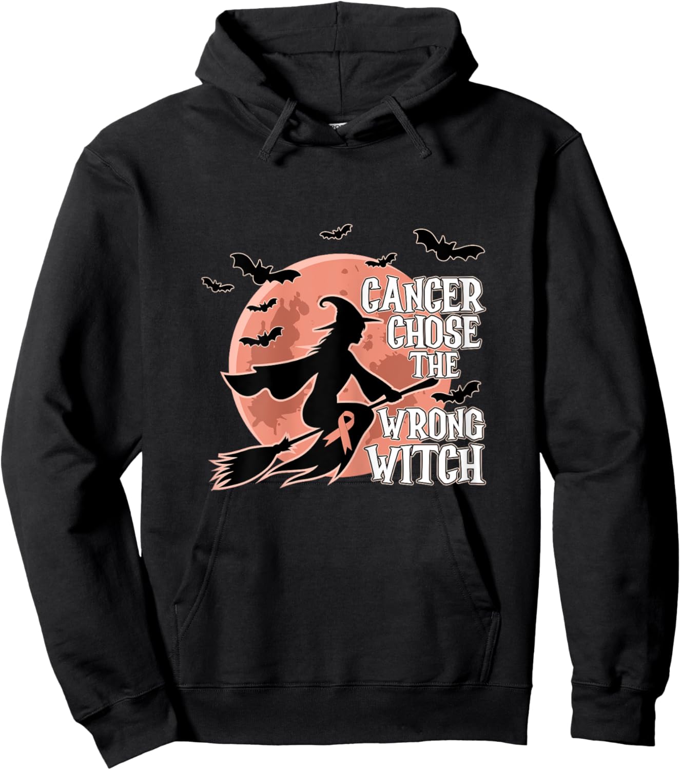Cancer Chose The Wrong Witch Endometrial Cancer Halloween Hoodie - Hoodie | Black