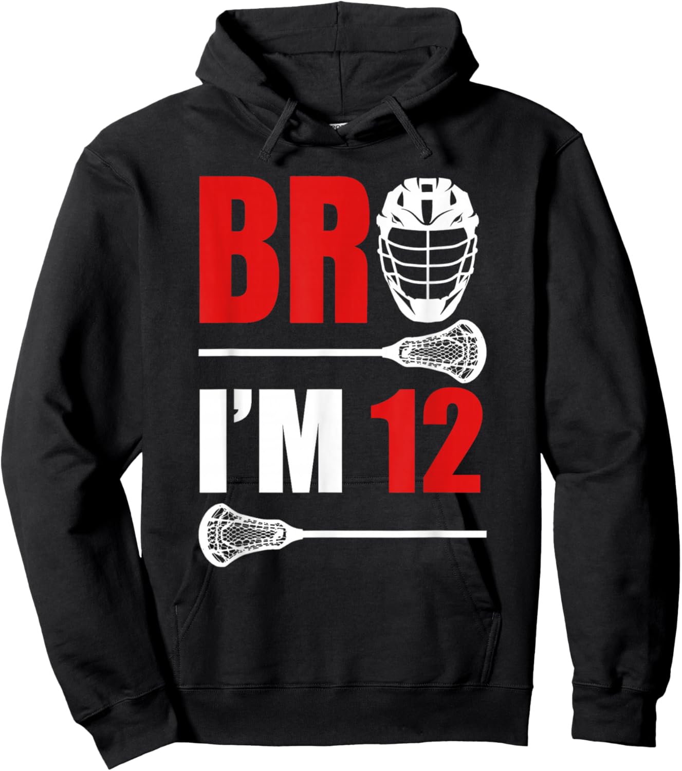 12th Birthday Shirt Boy Bro I'm 12 Year Old Lacrosse Theme Hoodie - Hoodie | Black
