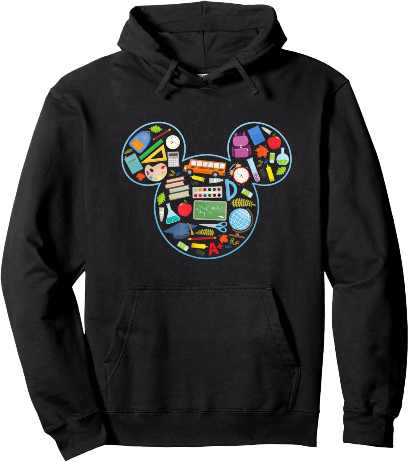 Disney Mickey And Friends Back To School Supplies Logo Fill Hoodie - Hoodie | Black