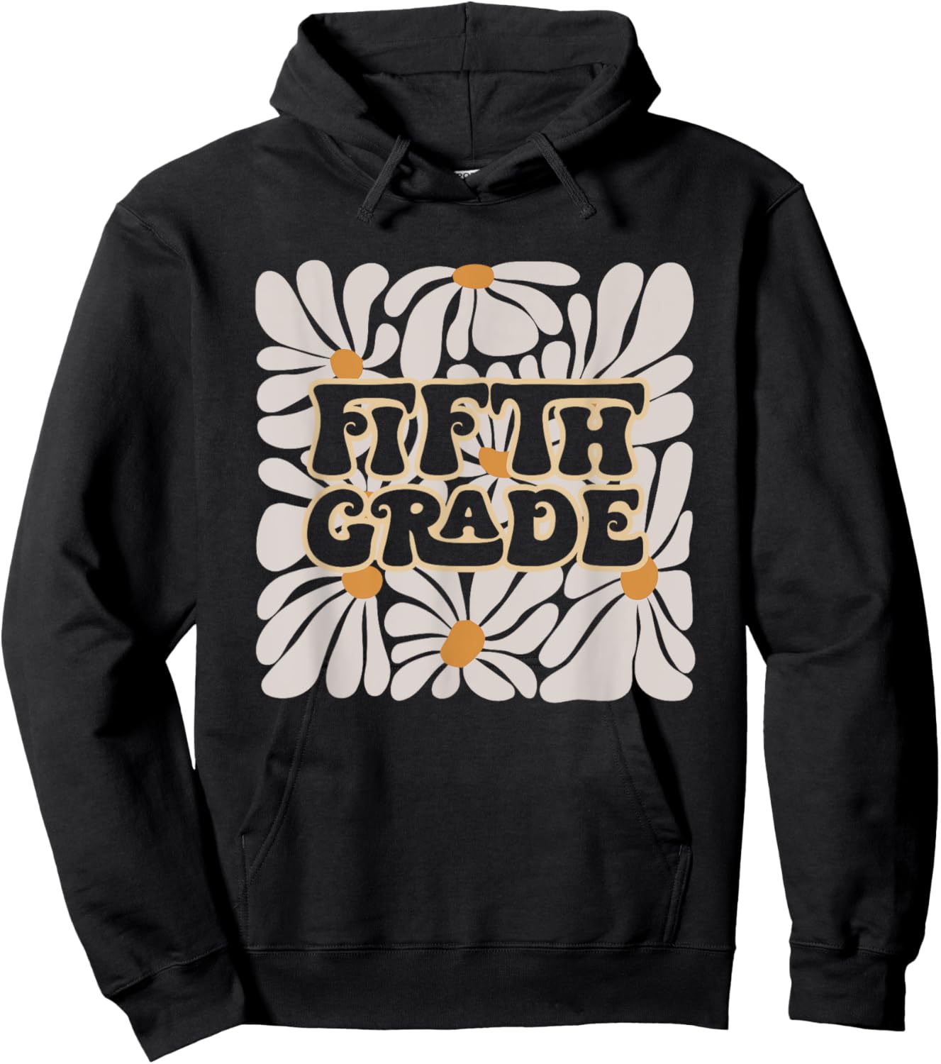 Retro Flower Power Squared Fifth 5th Grade Back To School Hoodie - Hoodie | Black