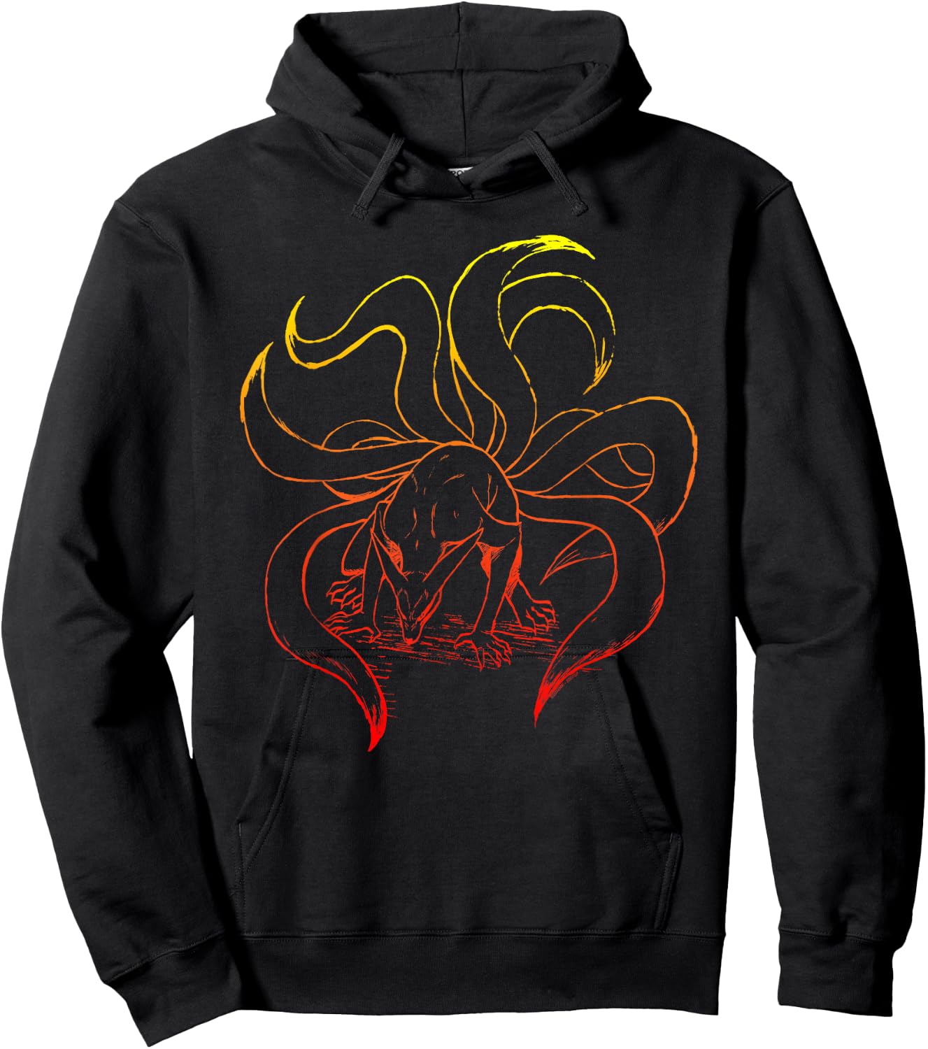Naruto Shippuden Nine Tails Gradient Outline Hoodie - Hoodie | Black