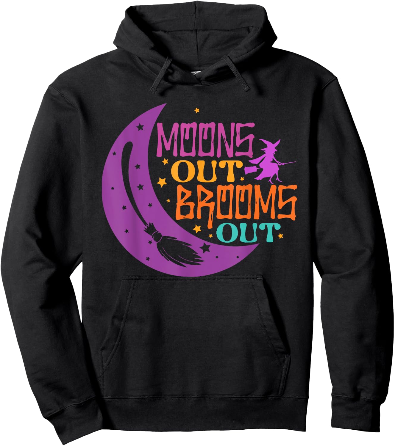 Moons Out Brooms Out Halloween Hoodie - Hoodie | Black