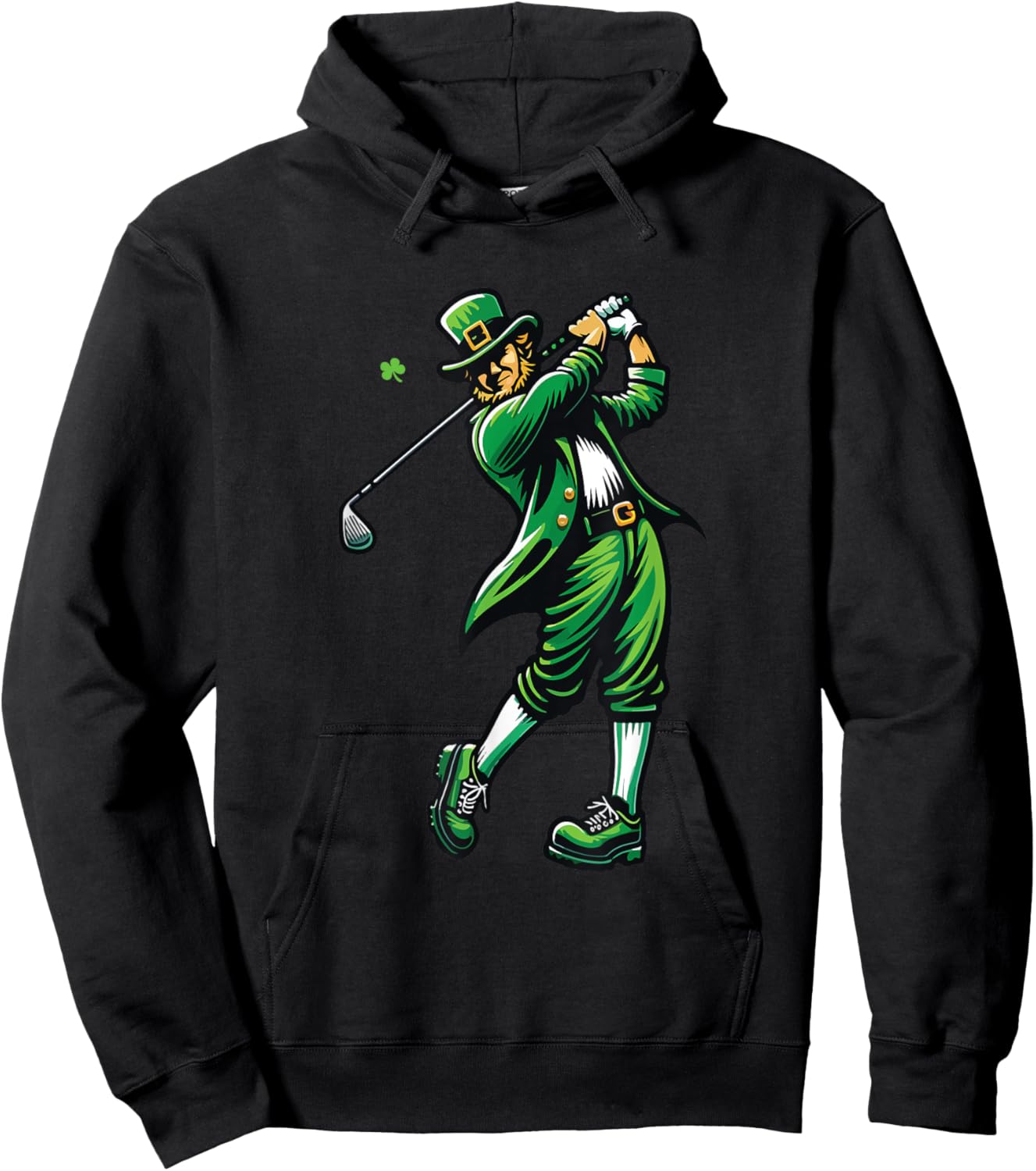 Golf St Patrick's Day Irish Leprechaun Golfer Golfing Hoodie - Hoodie | Black
