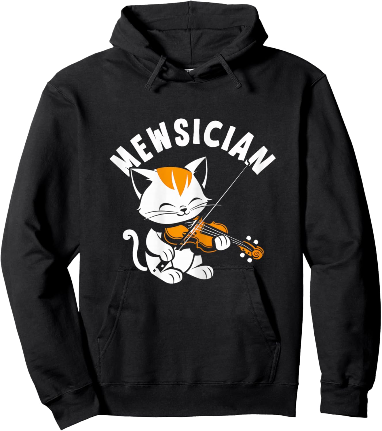 Violin Cat Mewsician Funny Cute Kawaii Cat Violinist Hoodie - Hoodie | Black