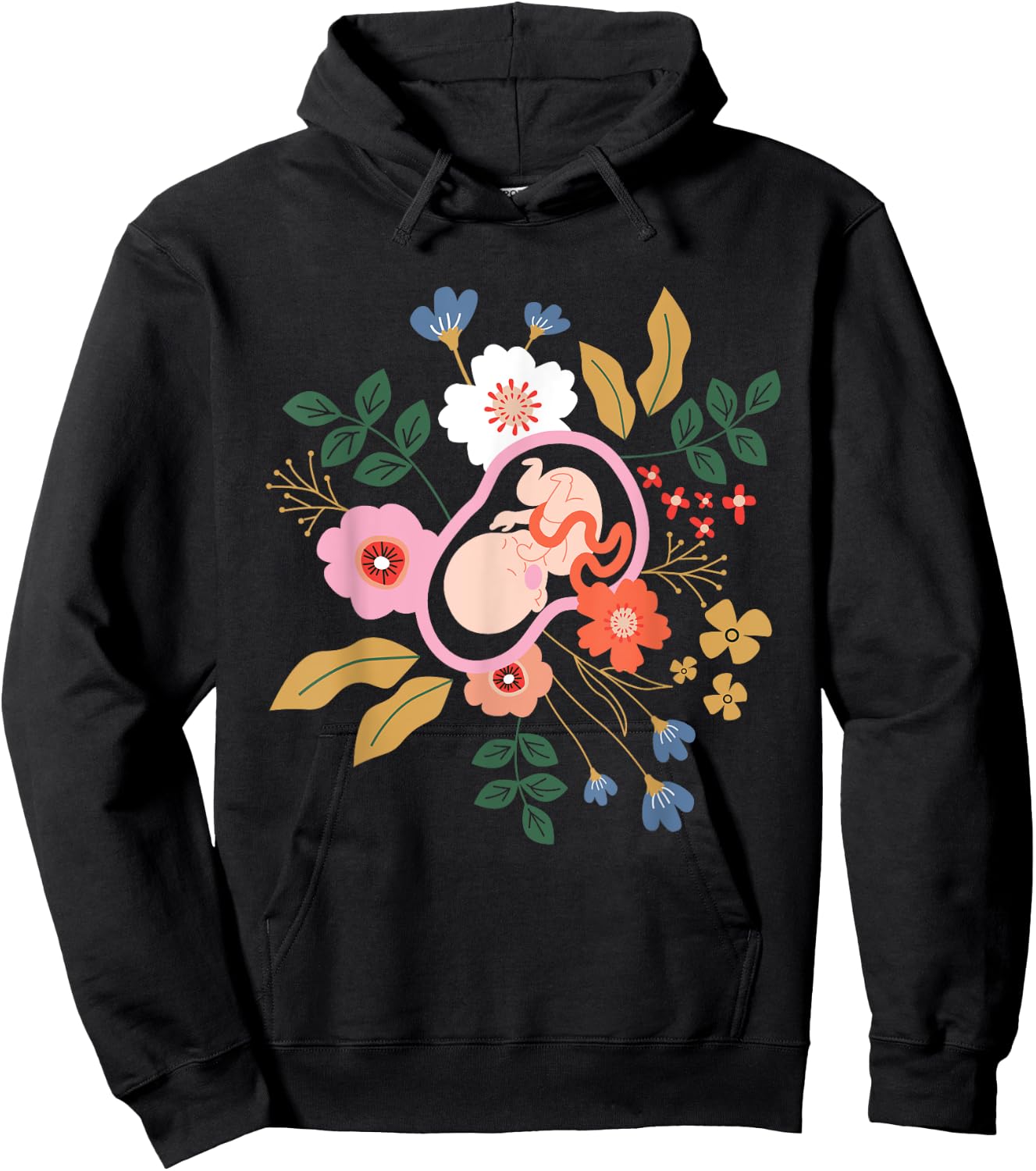 Floral Doula Midwifery - Midwives Childbirth Labor Assistant Hoodie - Hoodie | Black