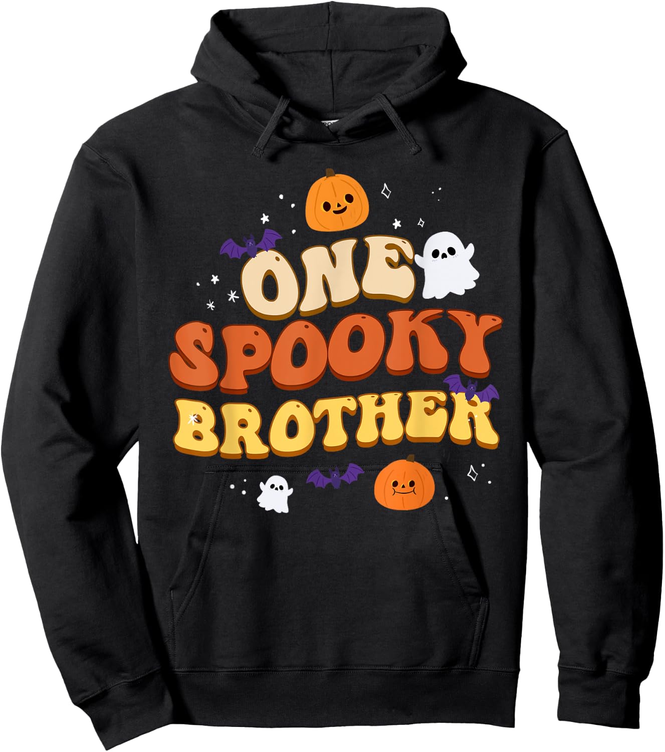 One Spooky Brother Boo Halloween Cute Family Matching Group Hoodie - Hoodie | Black