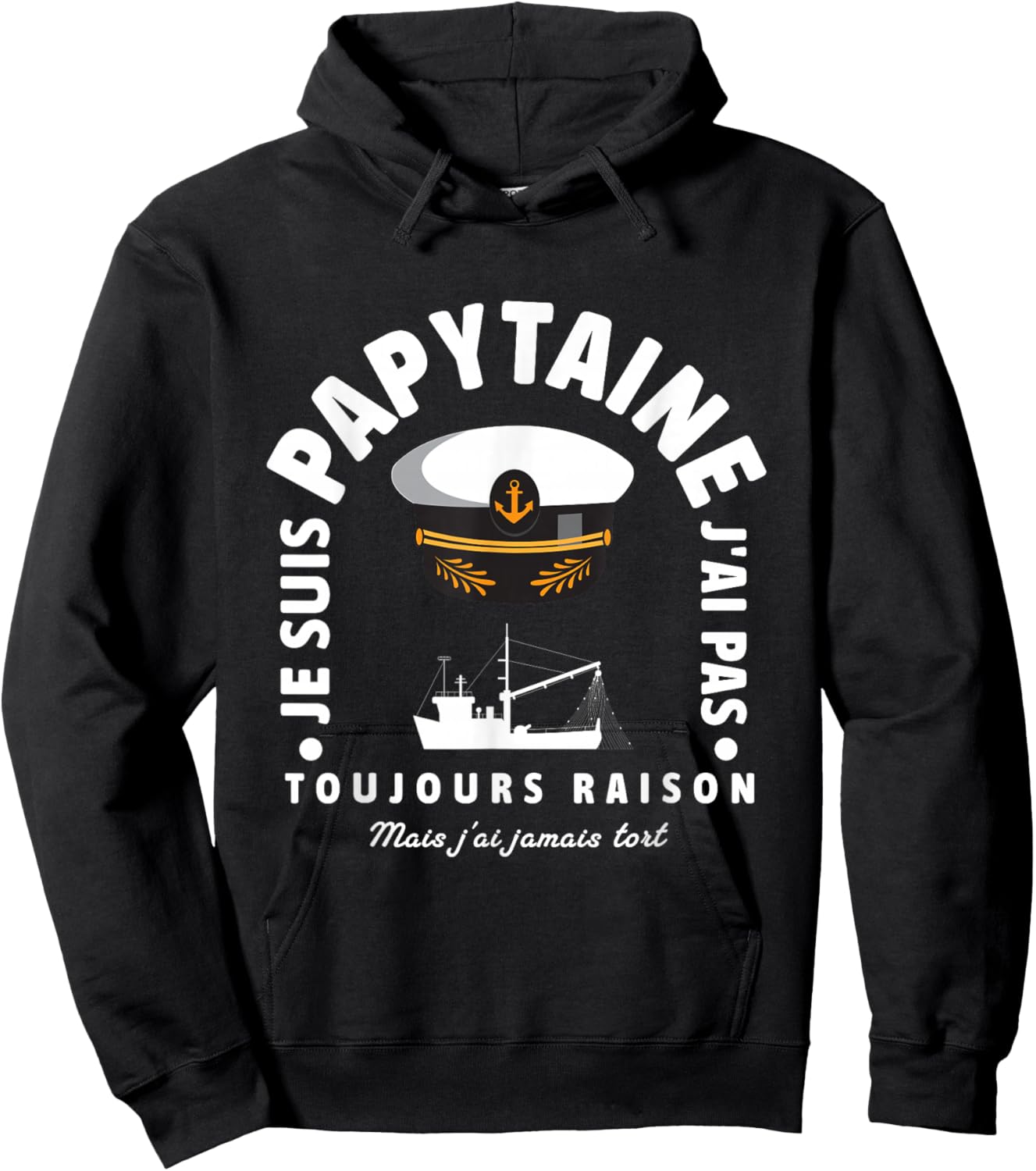 Grandpa Captain Boat Ship Sailor Humor Grandpa , Black, S Hoodie - Hoodie | Black