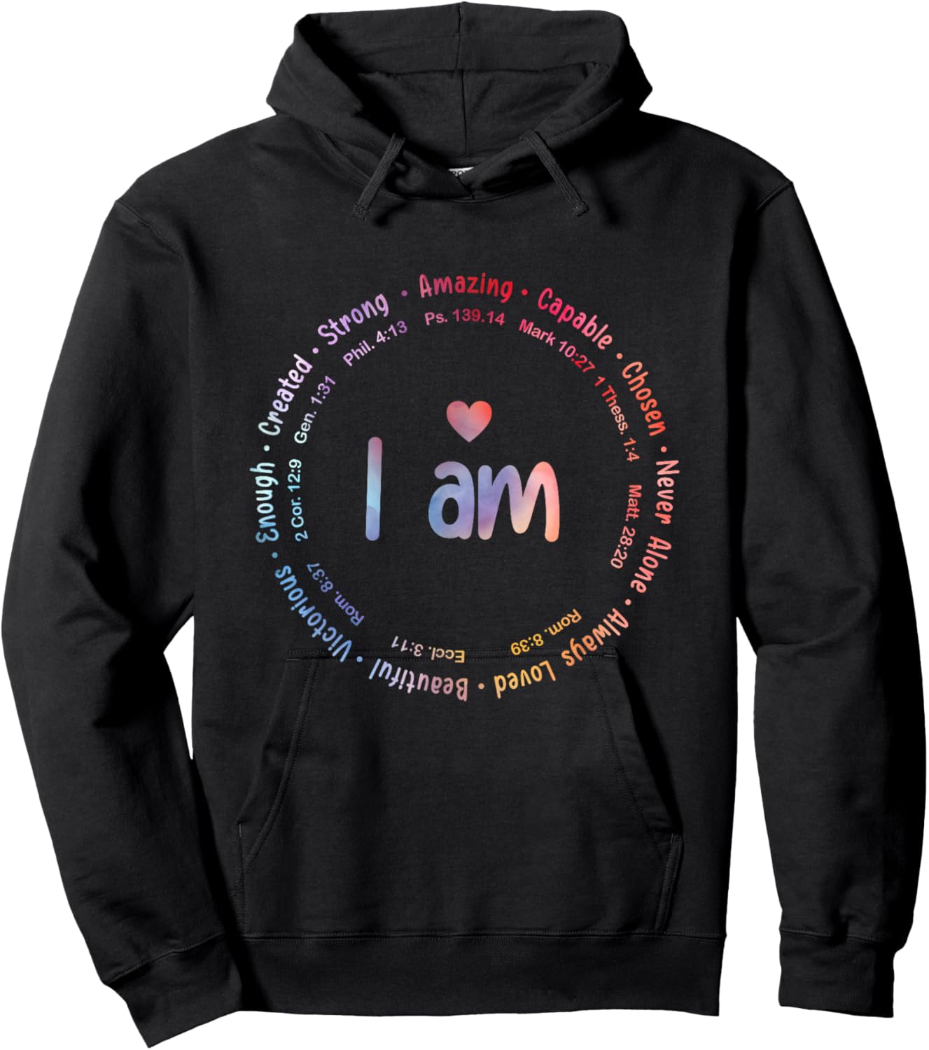 Tie Dye I Am Inspiration Christian Religious Bible Verses Hoodie - Hoodie | Black
