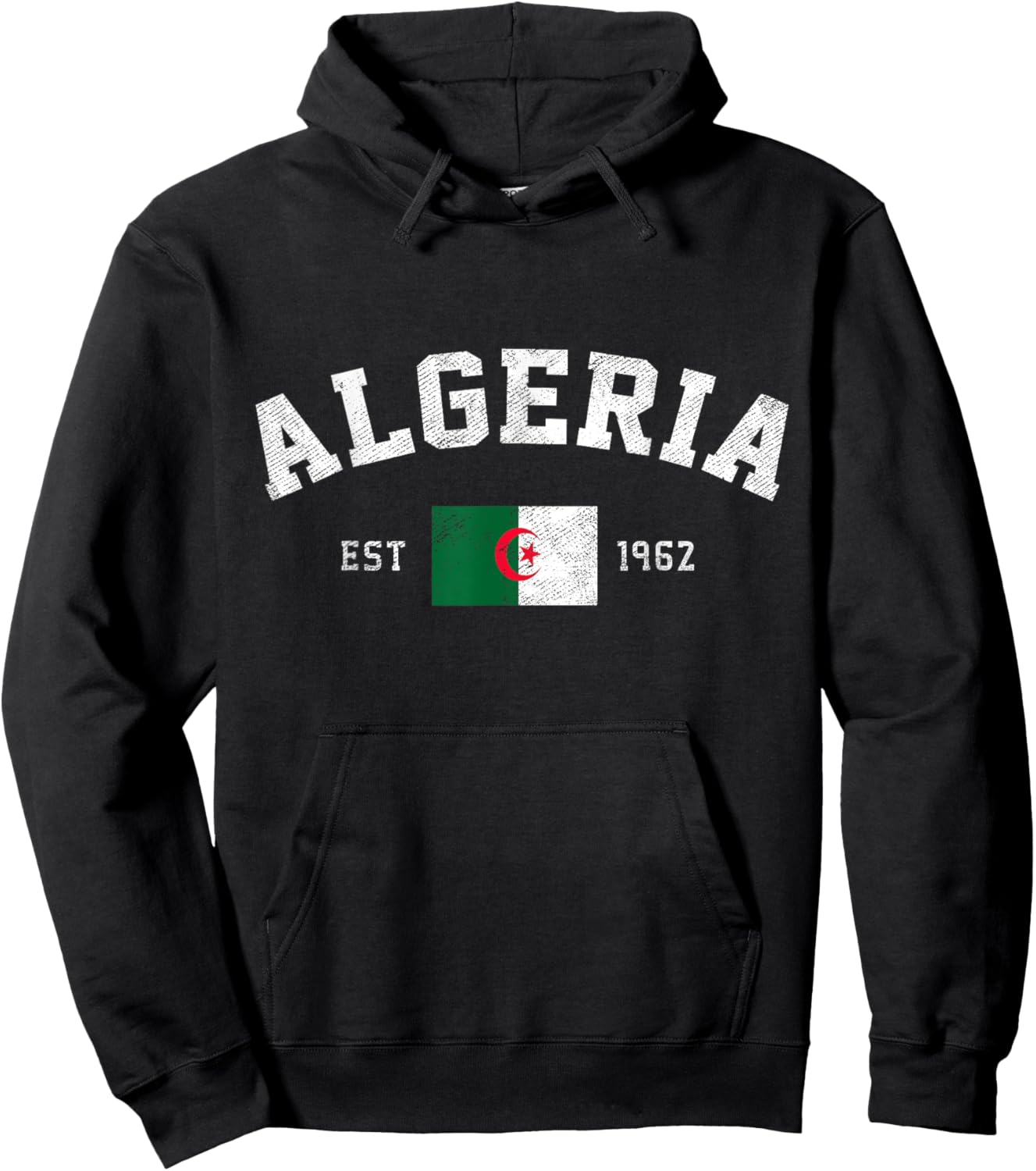 Algeria Est. 1962 Algerian Flag Independence Day Hoodie - Hoodie | Black