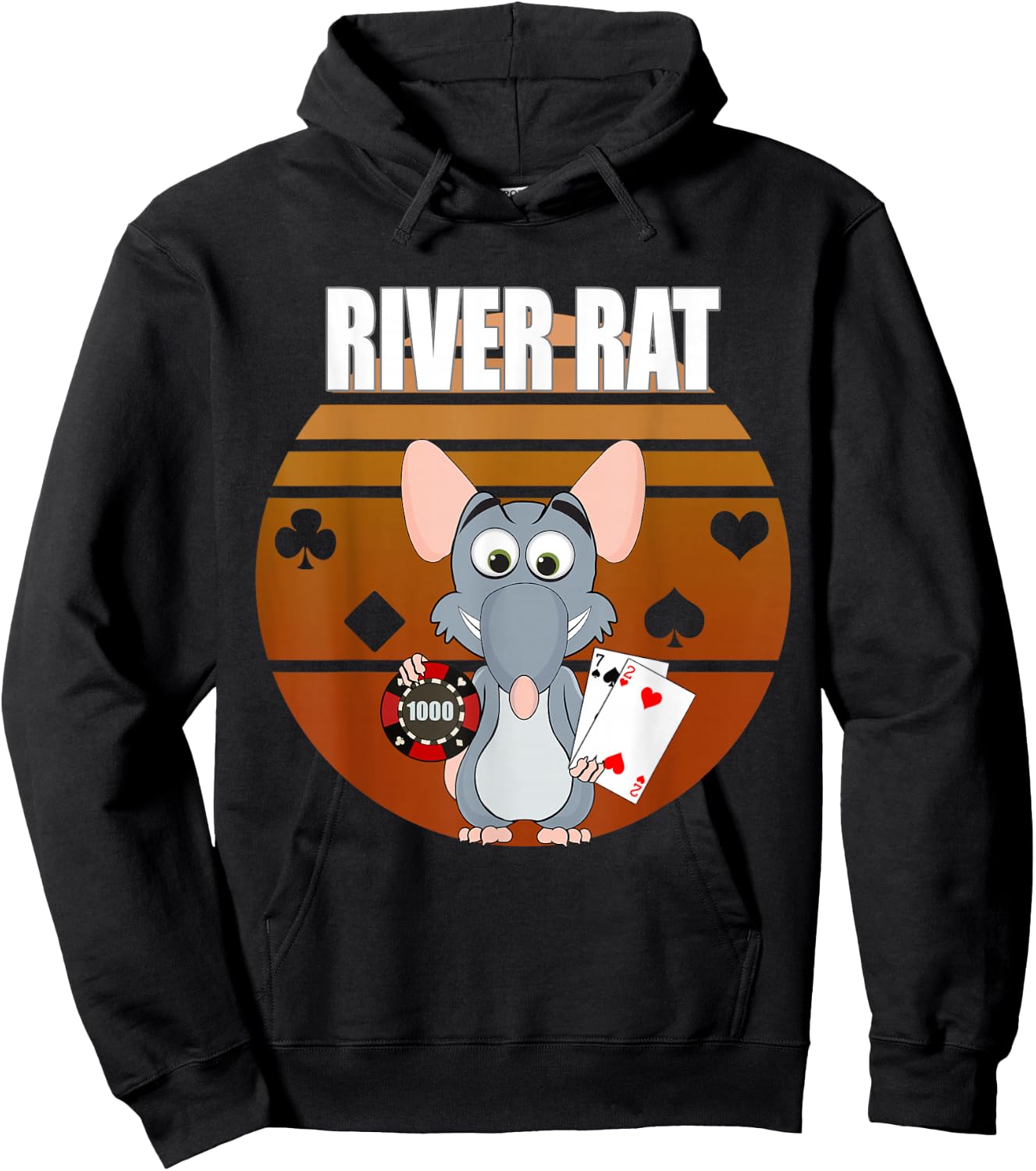 River Rat Poker Funny Texas Holdem design Hoodie - Hoodie | Black