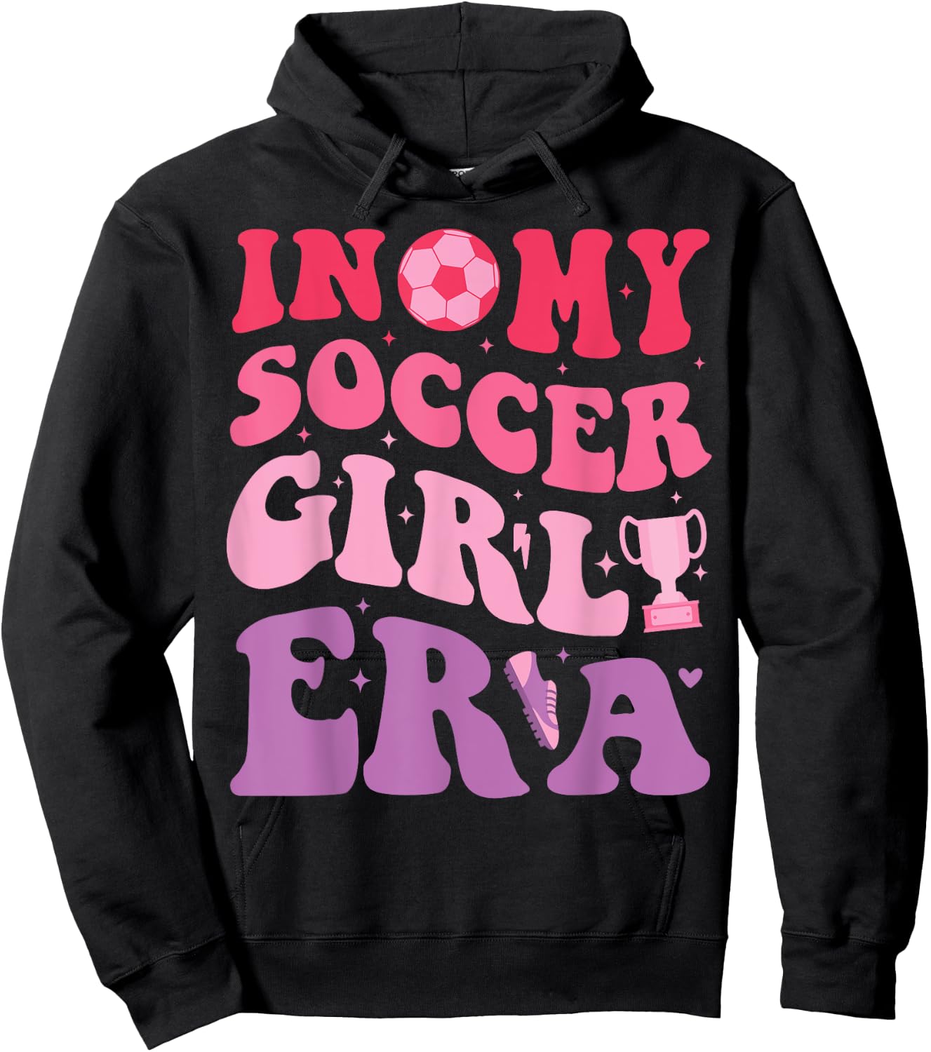 Groovy Retro In My Soccer Girl Era Design Cute Soccer Girl Hoodie - Hoodie | Black