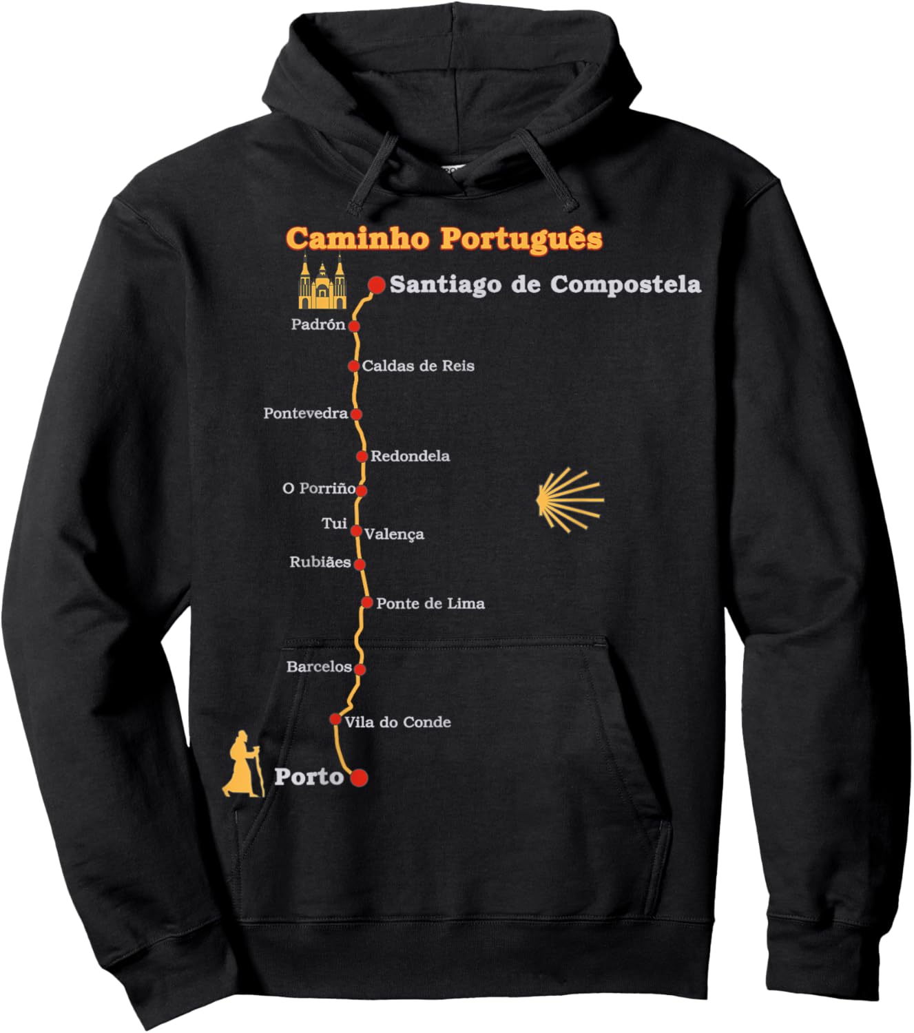 Route Caminho Português de Santiago Stages Camino Portugues Hoodie - Hoodie | Black
