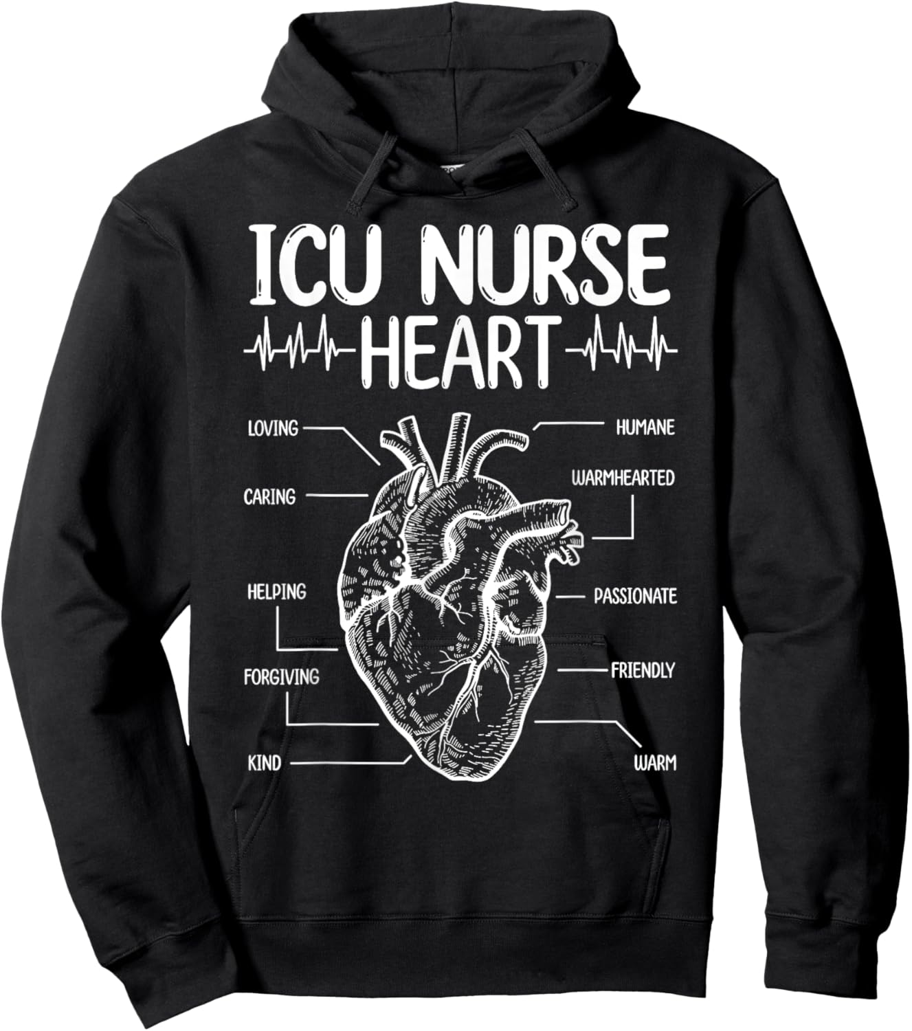Neuro ICU Nurse Accessoires Cardiac ICU Nurse Essentials Hoodie - Hoodie | Black