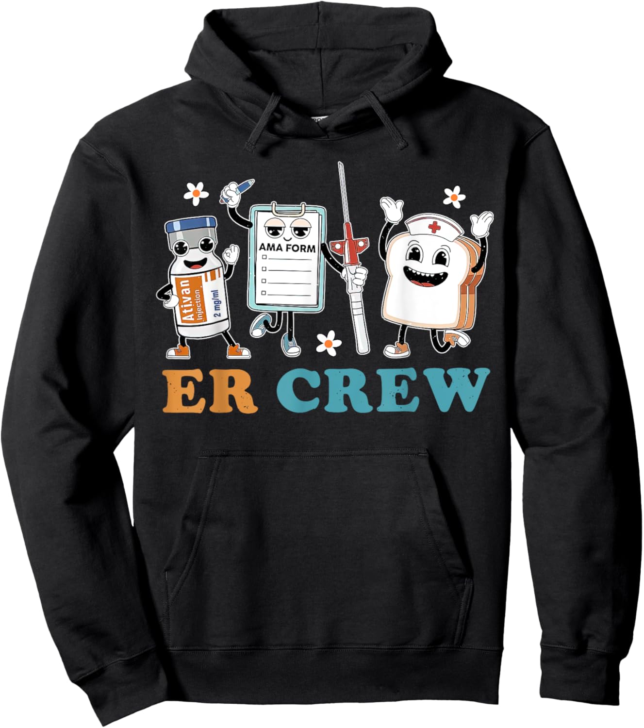 Retro ER Crew Emergency Room Funny ER ED Nurse Tech Hoodie - Hoodie | Black