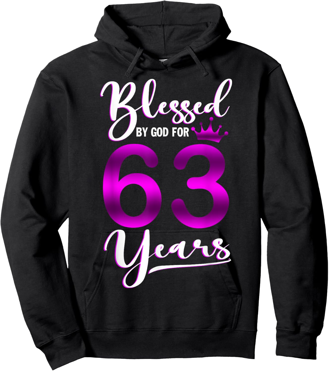 Vintage Blessed by God For 63 Years Old Happy 63rd Birthday Hoodie - Hoodie | Black