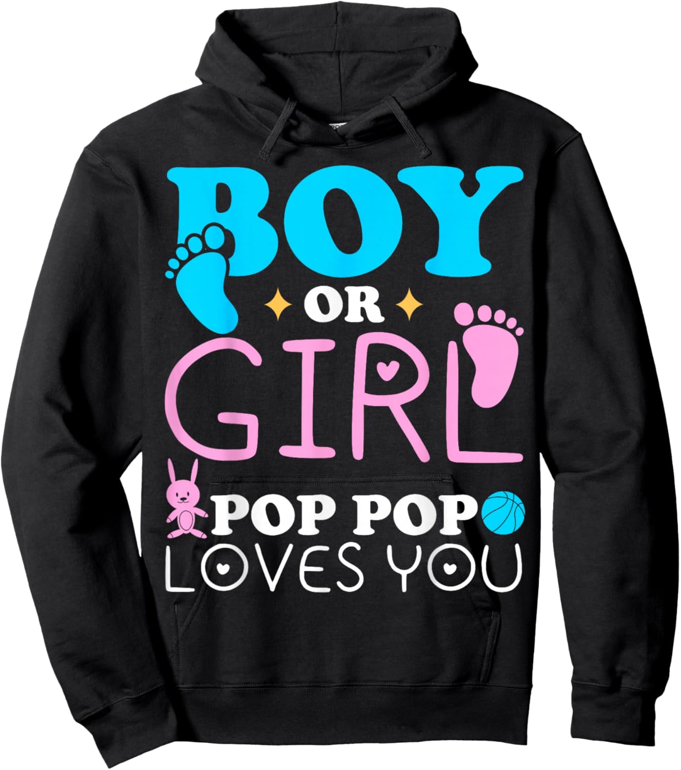 Boy Or Girl Pop Pop Loves You Gender Reveal Grandfather Hoodie - Hoodie | Black