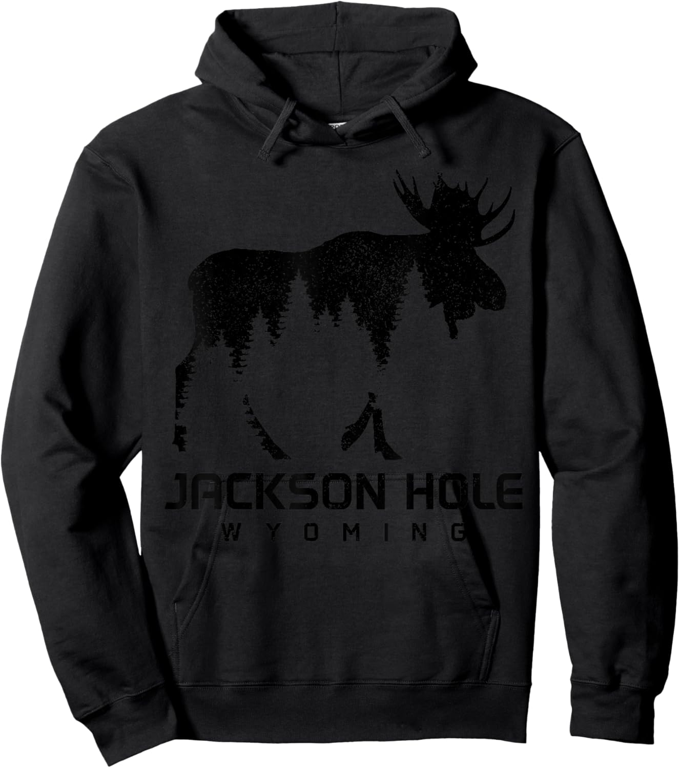 Jackson Hole Wyoming Vintage Moose Souvenir Pride Hoodie - Hoodie | Black