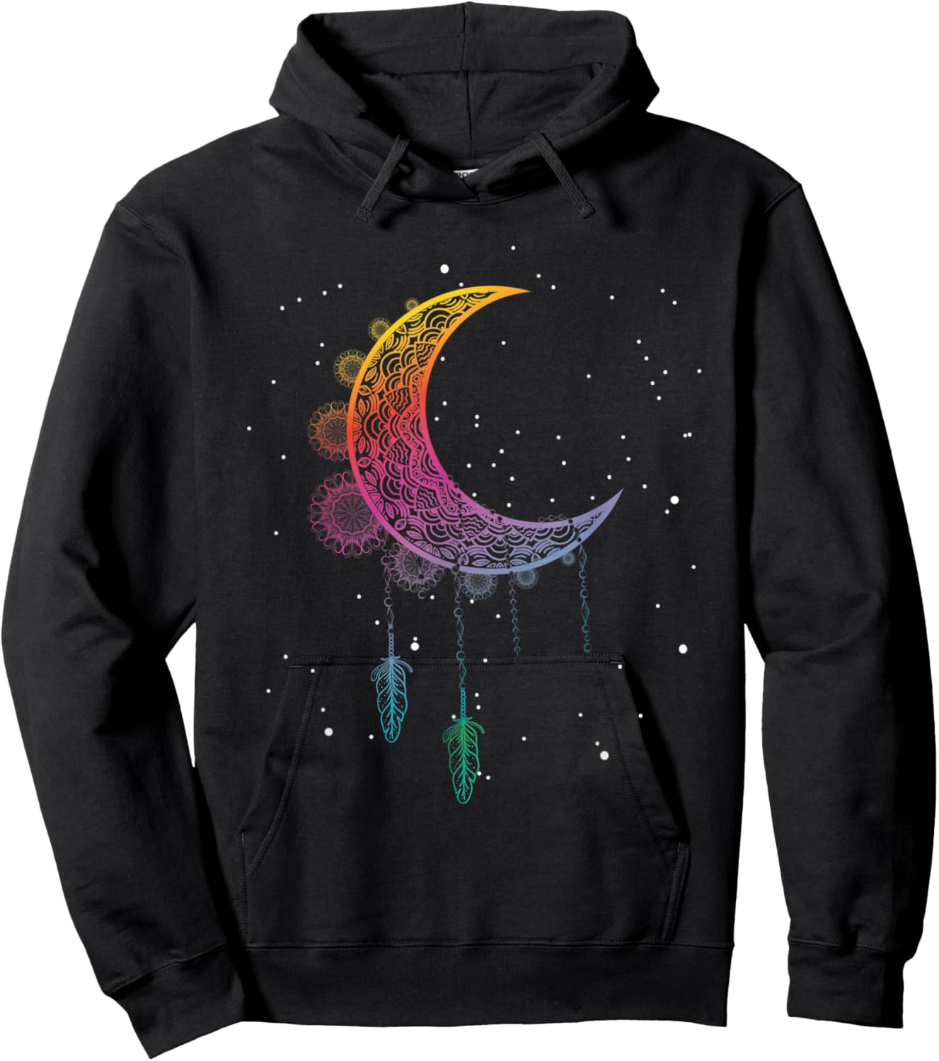Galaxy Luna Star Boho Stargazer Celestial Body Crescent Moon Hoodie - Hoodie | Black