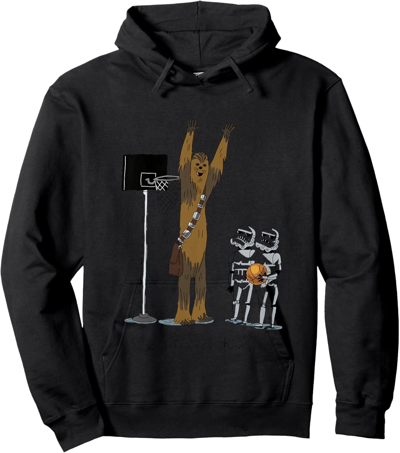 Kids Star Wars Classic Chewbacca Basketball Who Invited Him? Hoodie - Hoodie | Black