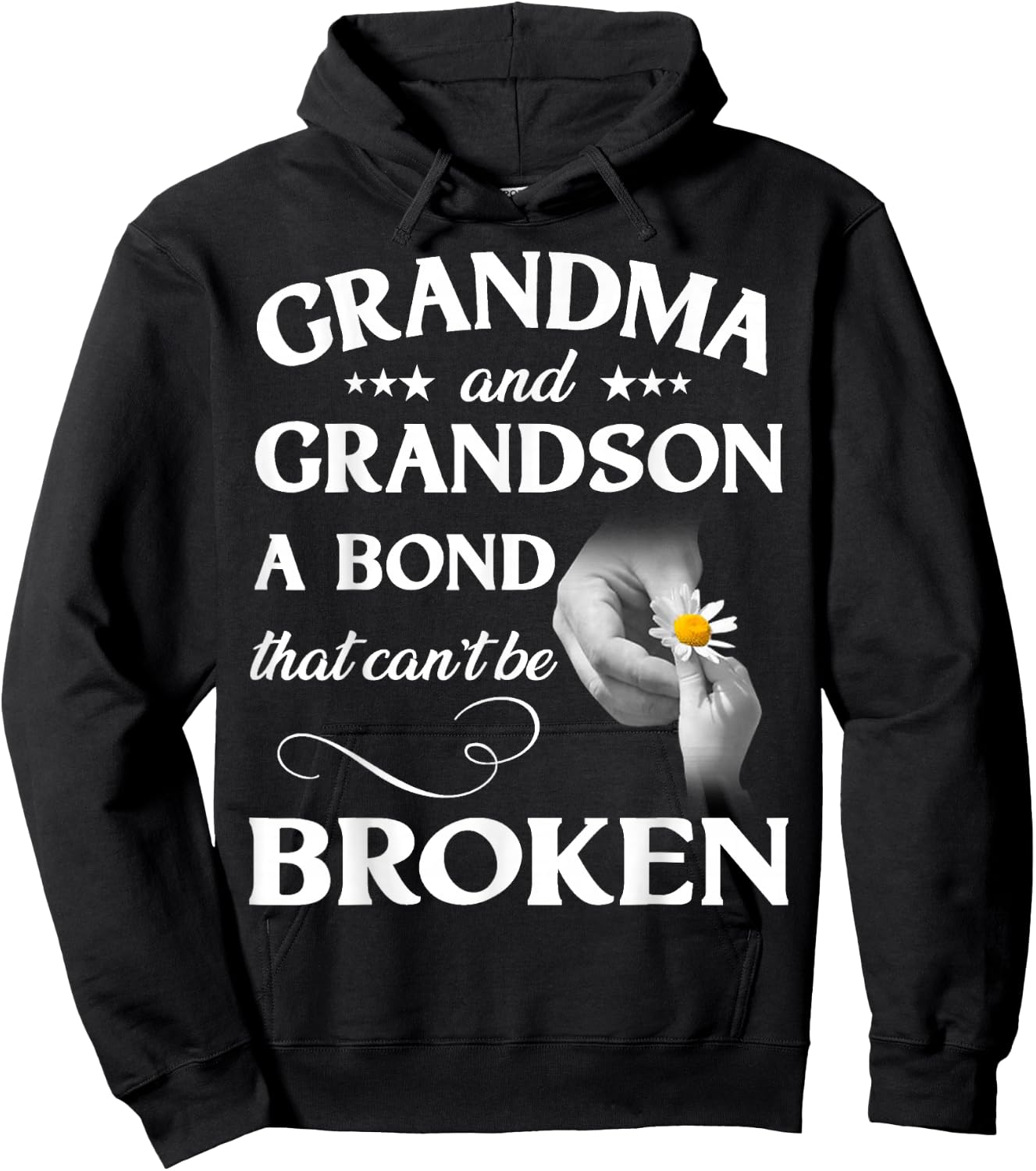 Trendy Coloring Grandma and Grandson A Bond That Can't Be Broken ,Black,Small Hoodie - Hoodie | Black