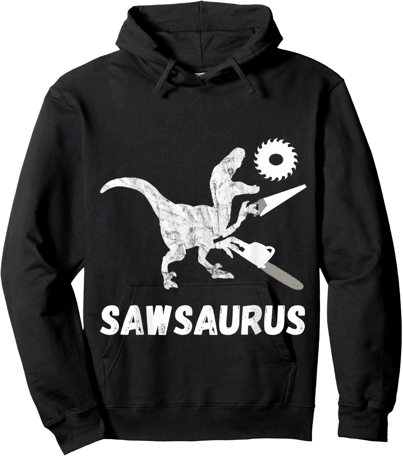 Carpenter Dinosaur Woodworker Dino Carpentry T-Rex Chainsaw Hoodie - Hoodie | Black