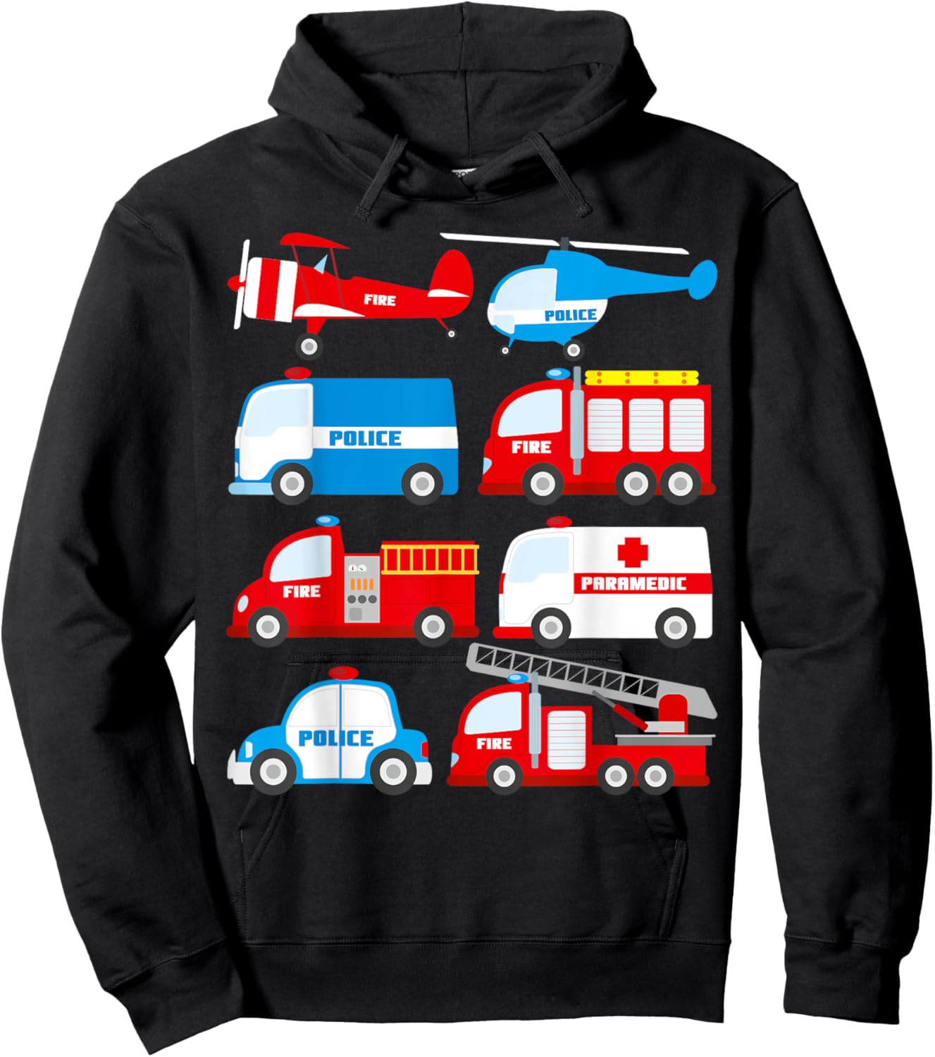 Emergency Vehicles Birthday Ambulance Fire Truck Firefighter Hoodie - Hoodie | Black