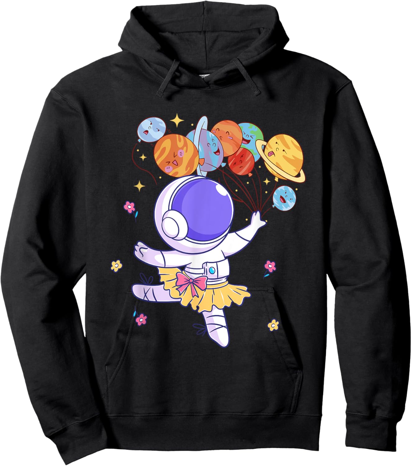 Ballerina Girl Cute Space Astronaut Costume Planet Balloons Hoodie - Hoodie | Black