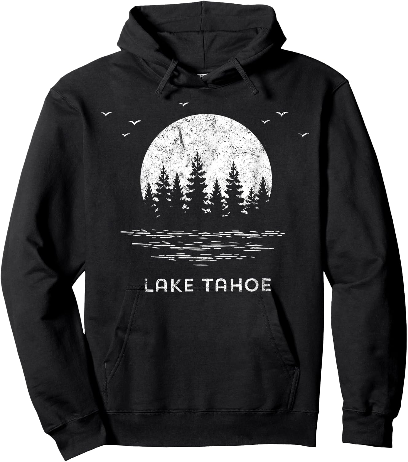Lake Tahoe California/Nevada Mountain Resort Moon Trees Gift Hoodie - Hoodie | Black