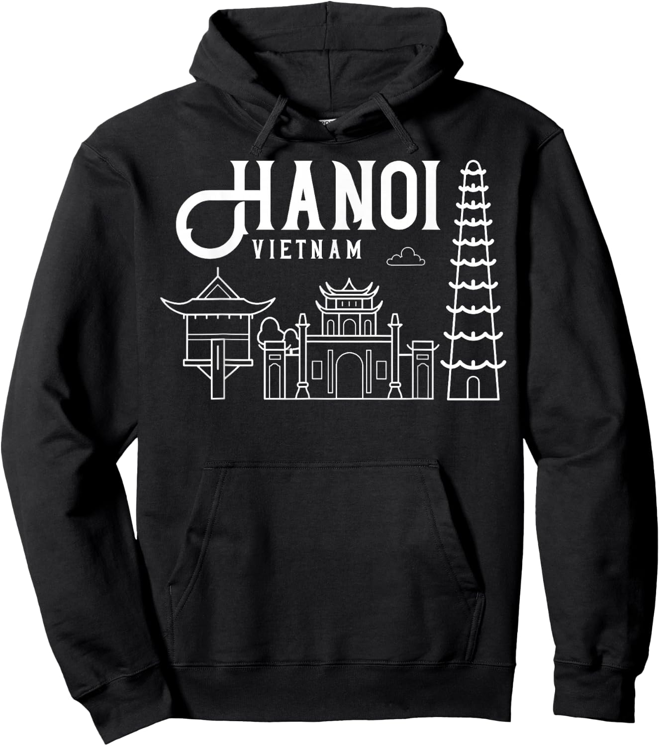 Hanoi Vietnam City Skyline Map Travel Hoodie - Hoodie | Black