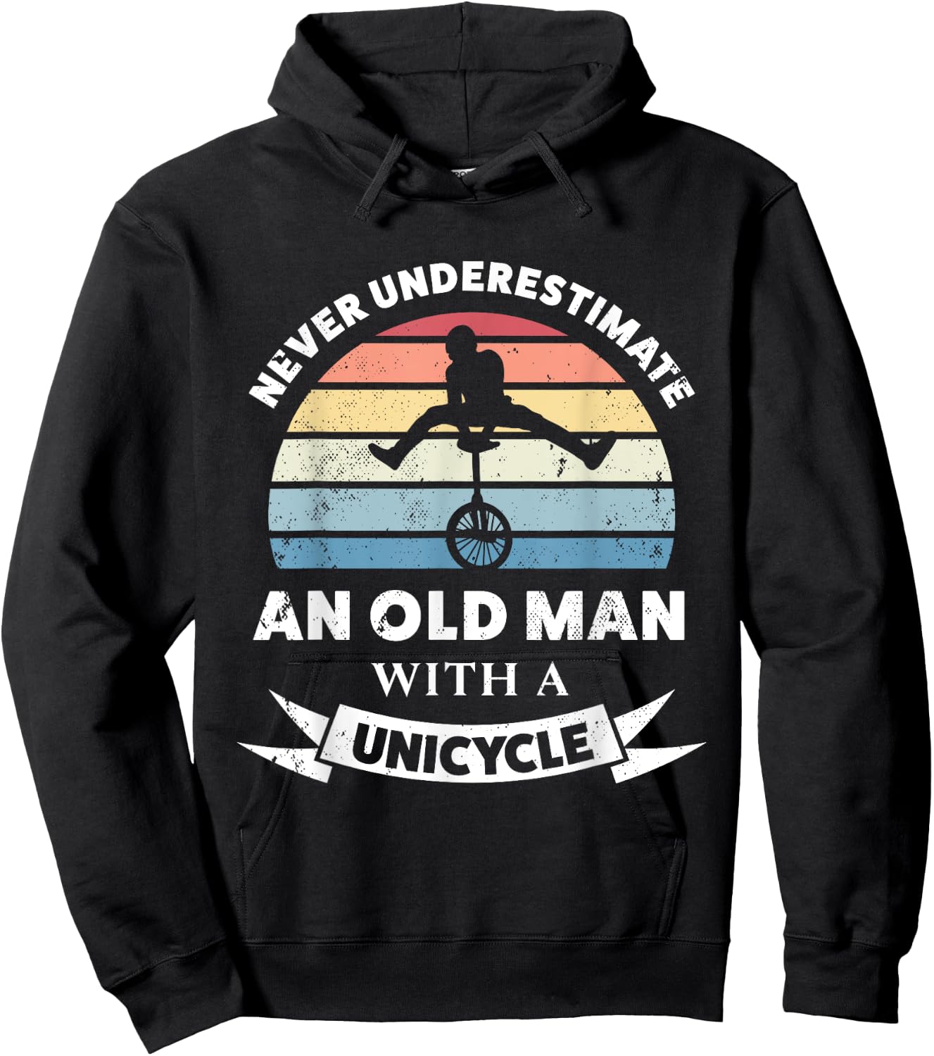 Old Man with a Unicycle Funny Gift Dad Hoodie - Hoodie | Black