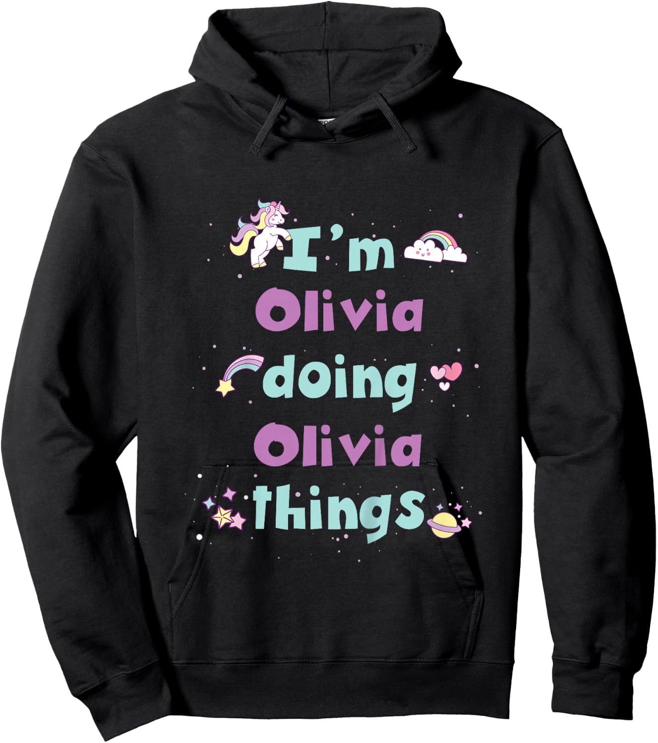 Kids Cute Olivia Personalized First Name Girls Hoodie - Hoodie | Black