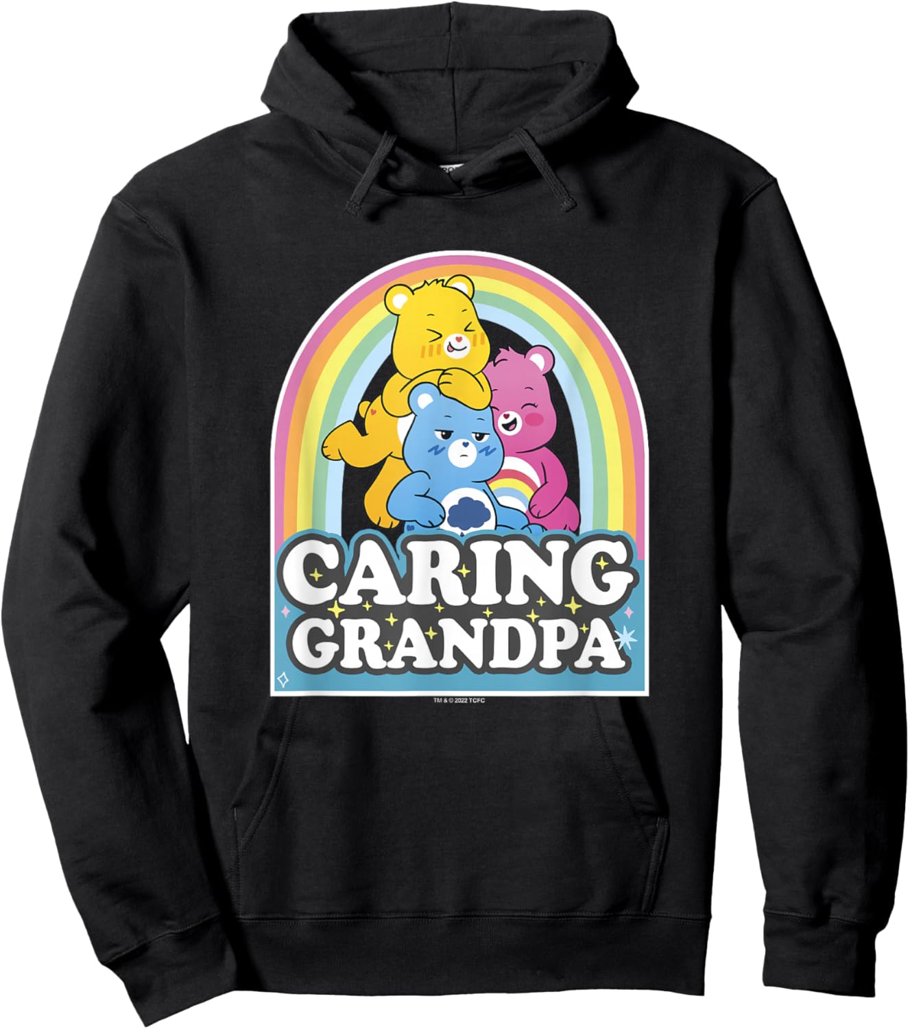 Care Bears Caring Grandpa Retro Rainbow Grumpy Group Shot Hoodie - Hoodie | Black
