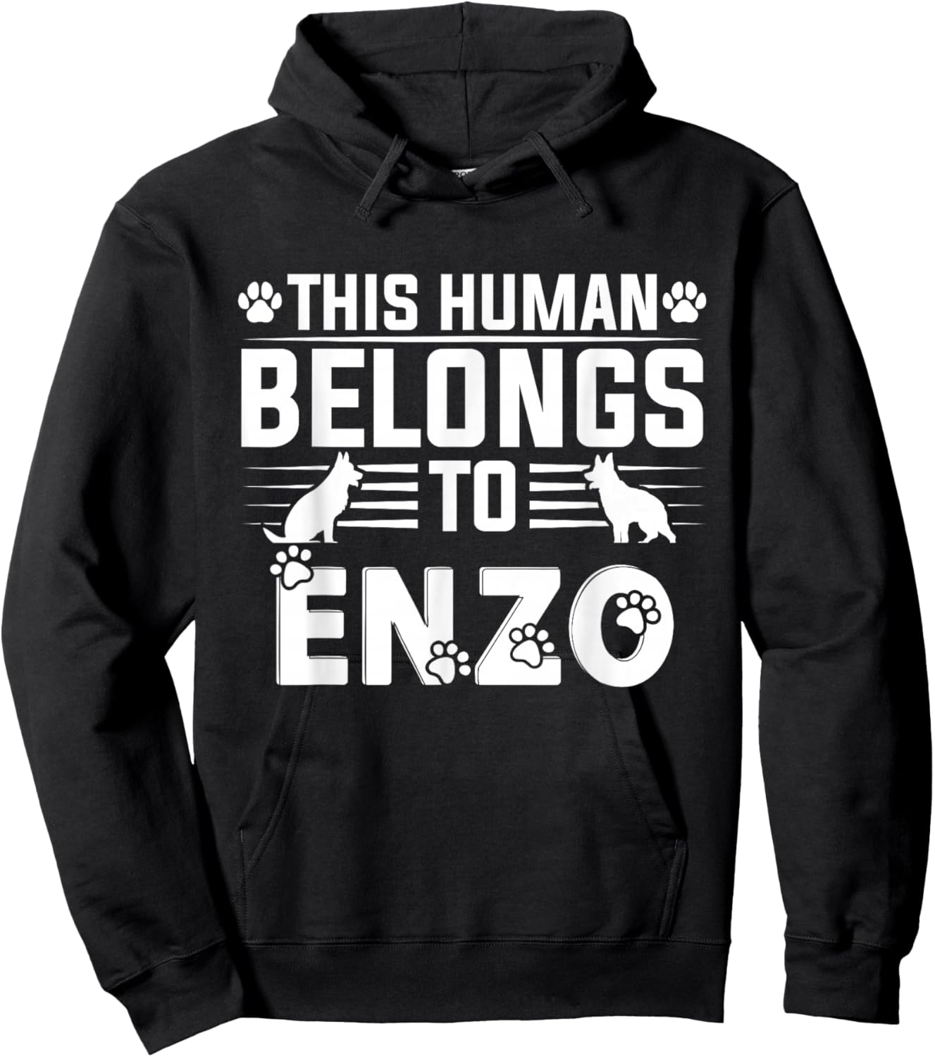 Dog Name Enzo Personalised Gift This Human Belongs to a Hoodie - Hoodie | Black