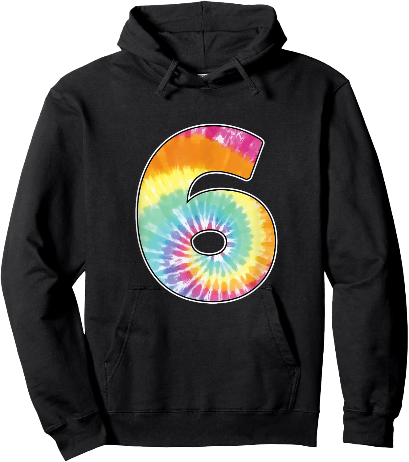 Number 6 Team Event Shirt or Age 6 Birthday Tie Dye Gift Hoodie - Hoodie | Black