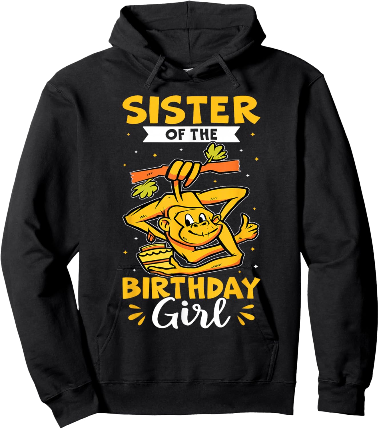 Sister Of The Birthday Girl Monkey Hoodie - Hoodie | Black