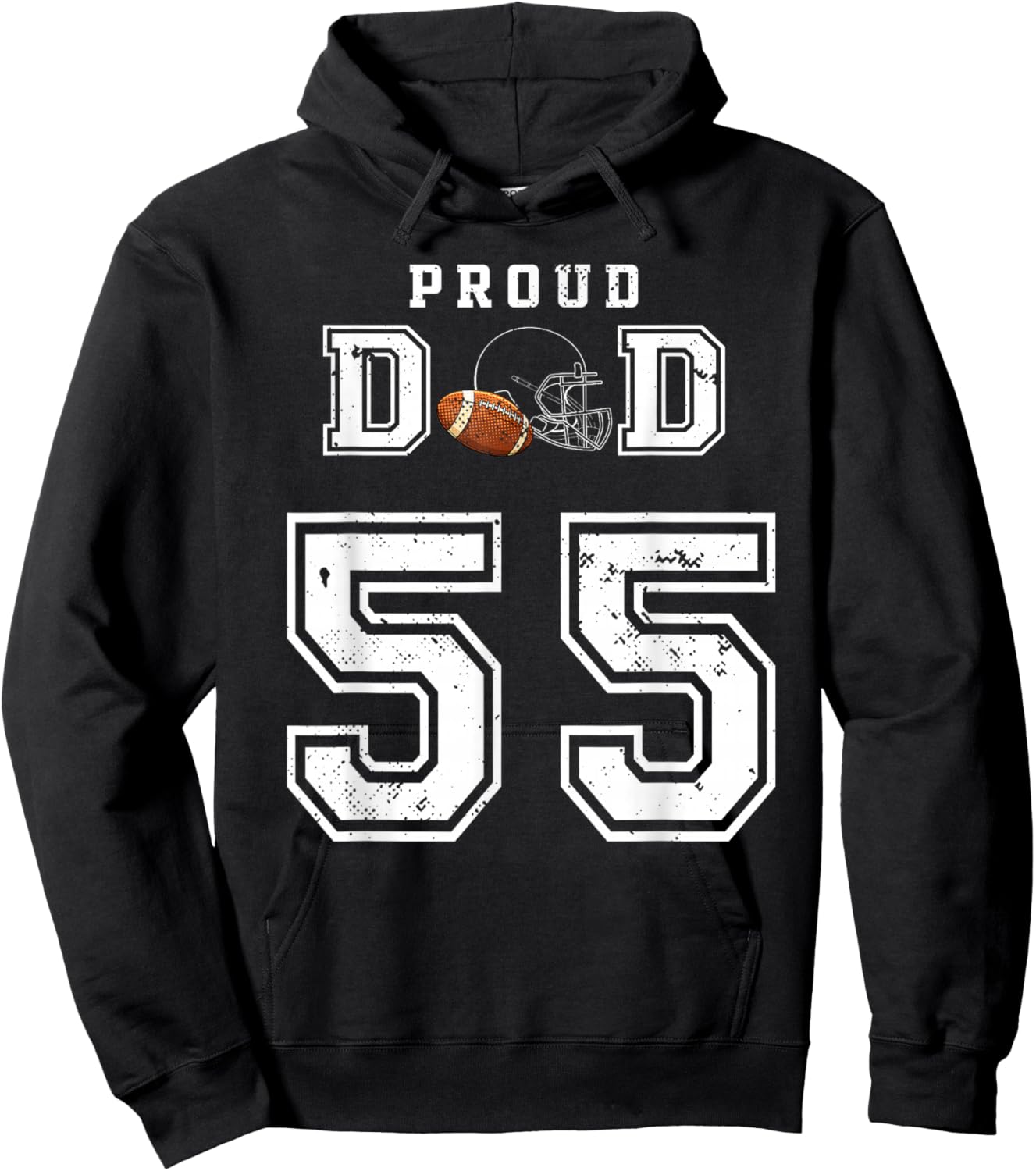 Custom Proud Football Dad Number 55 Personalized Hoodie - Hoodie | Black