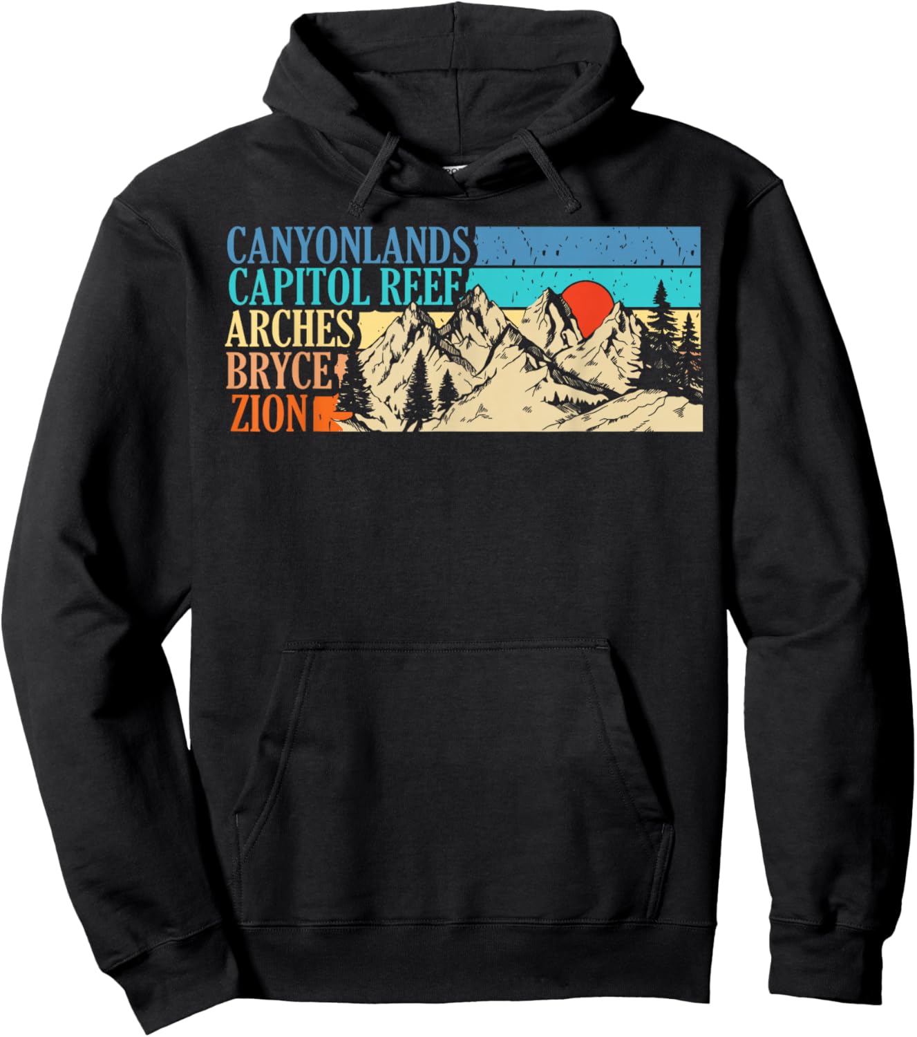 Vintage Utah Souvenir Big 5 Utah Mighty Five National Park Hoodie - Hoodie | Black