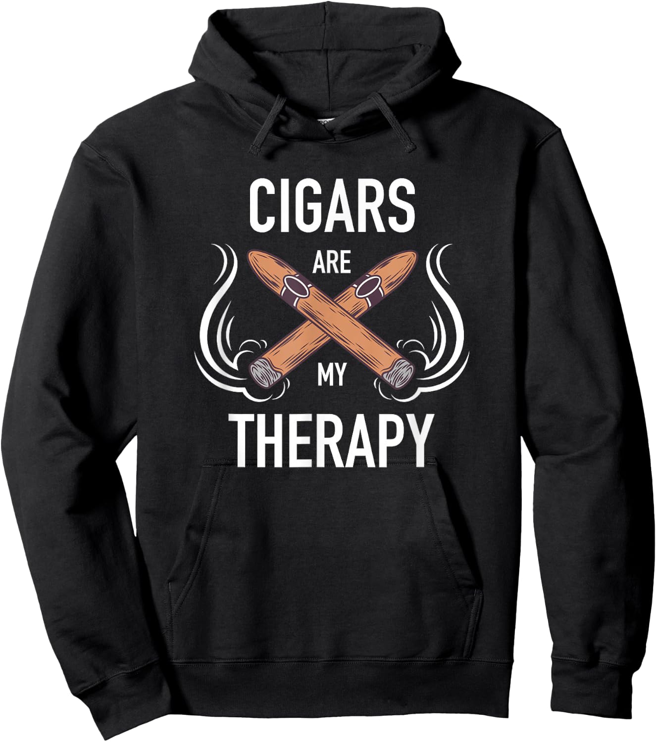 Funny Cigar Smoker Cigars are my Therapy Gift Shirt Hoodie - Hoodie | Black