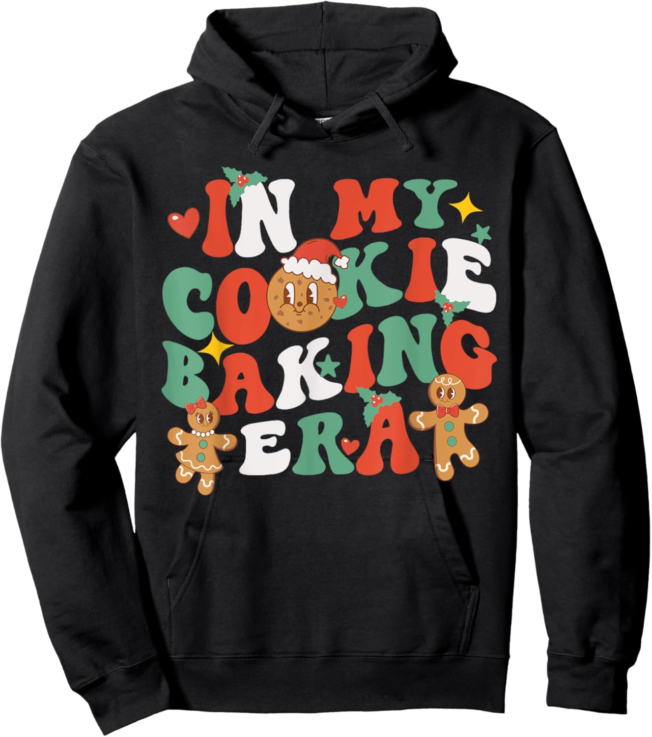 In My Cookie Baking Era Funny Holiday Baker Groovy Retro Hoodie - Hoodie | Black
