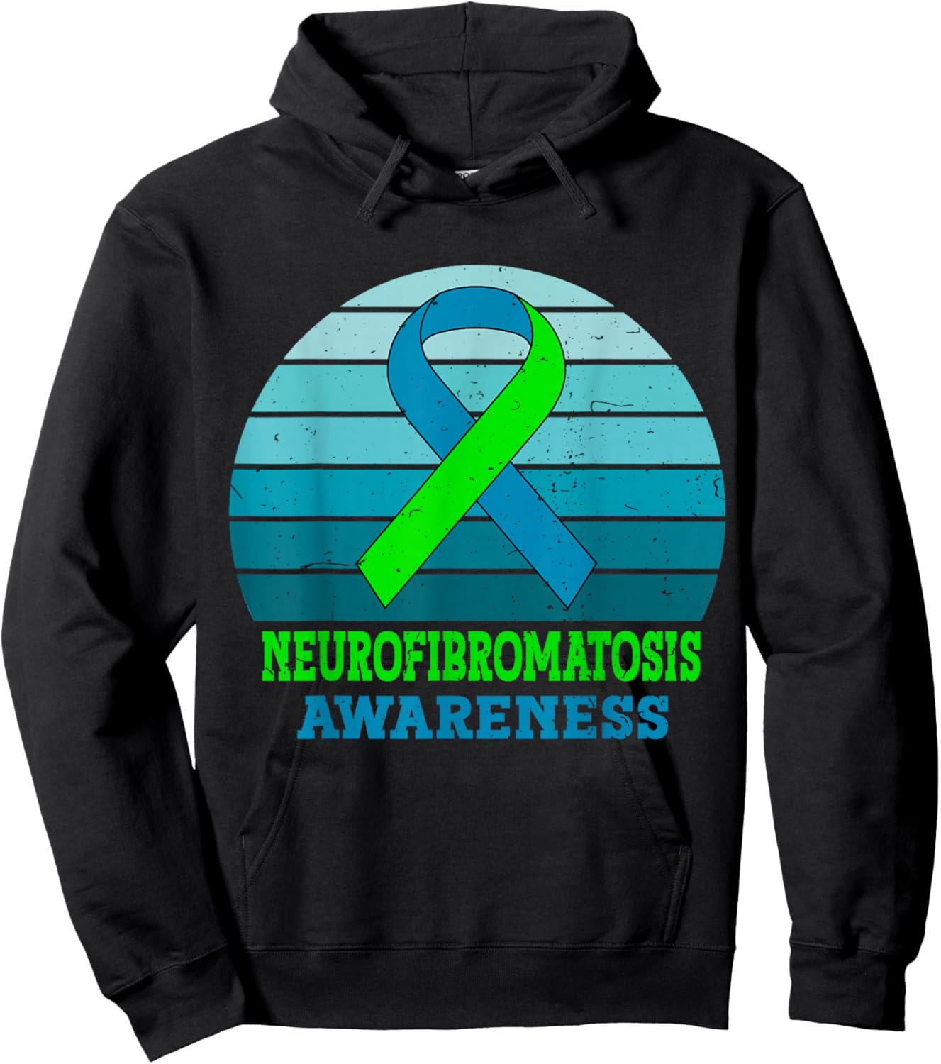 Green Ribbon NF1 Neurofibromatosis Awareness Vintage NF Hoodie - Hoodie | Black
