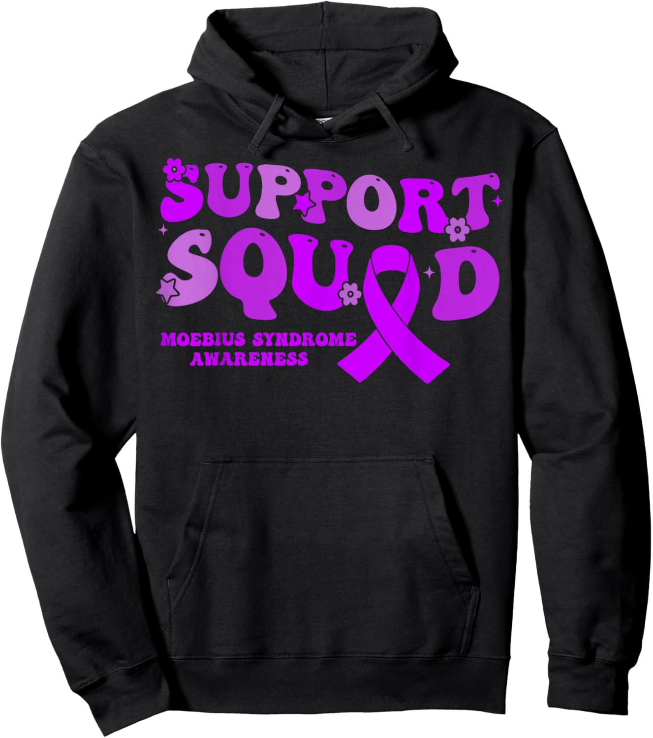 Support Squad Purple Ribbon Moebius Syndrome Awareness Hoodie - Hoodie | Black