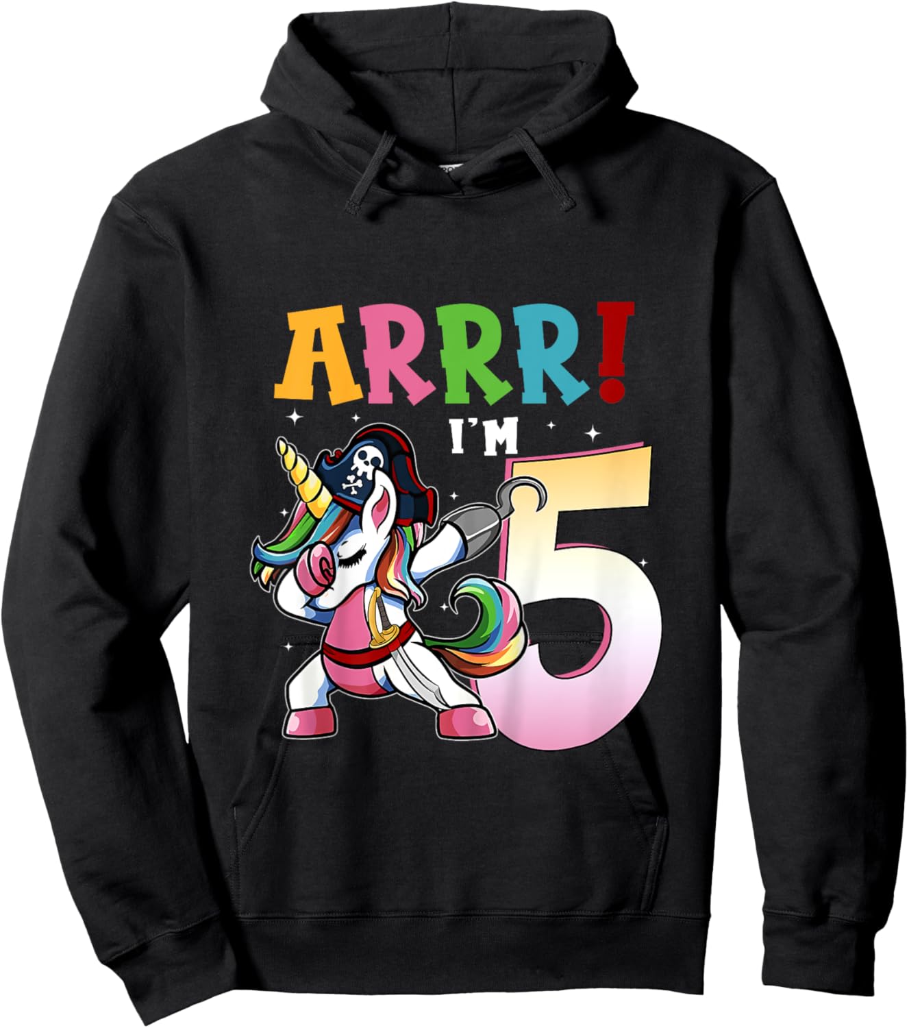 ARR I'M 5 Birthday Pirate I 5th Birthday Unicorn Dance Hoodie - Hoodie | Black