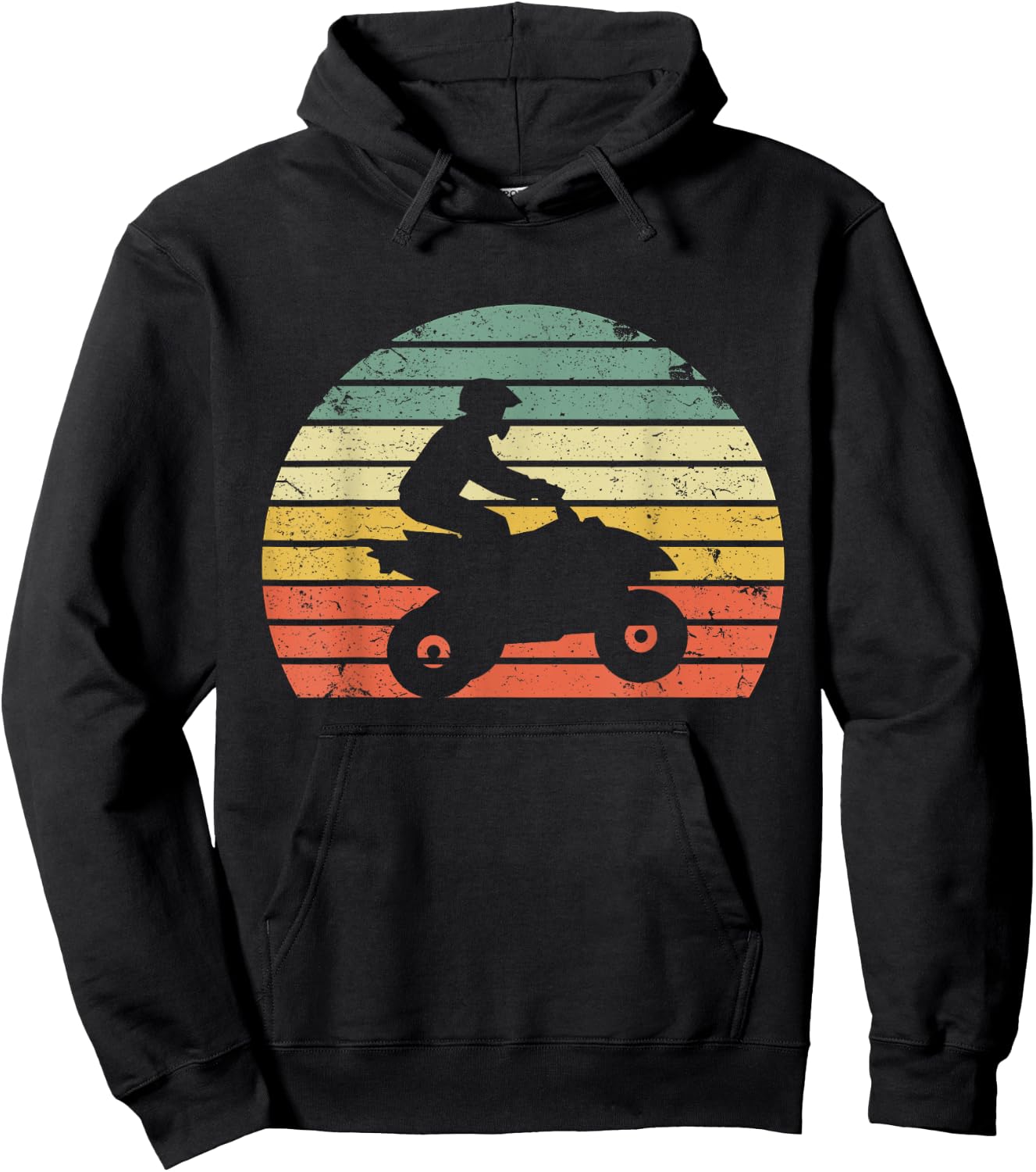 Vintage ATV 4 Wheeler Shirt Silhouette Retro Quad Hoodie - Hoodie | Black