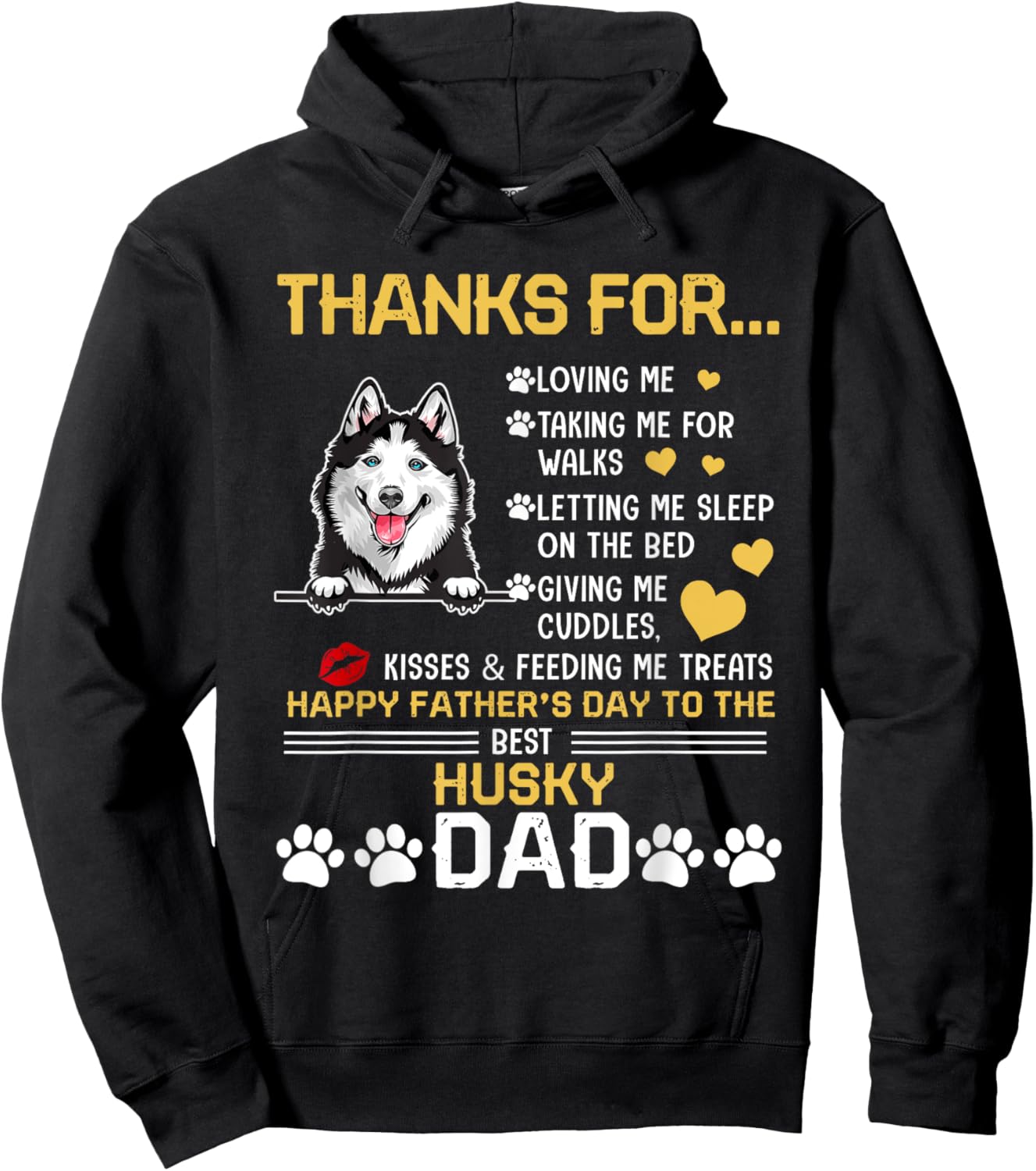 Best Husky Dog Dad Lover Happy Father's Day Women Hoodie - Hoodie | Black